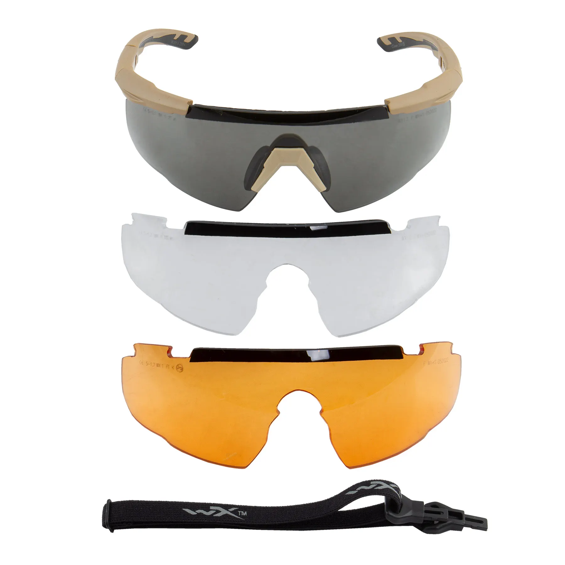 WileyX Saber Advanced Tan Frame Goggles, Grey/Clear/Light Rust Lens WileyX Saber Advanced Tan Frame Goggles, Grey/Clear/Light Rust Lens
