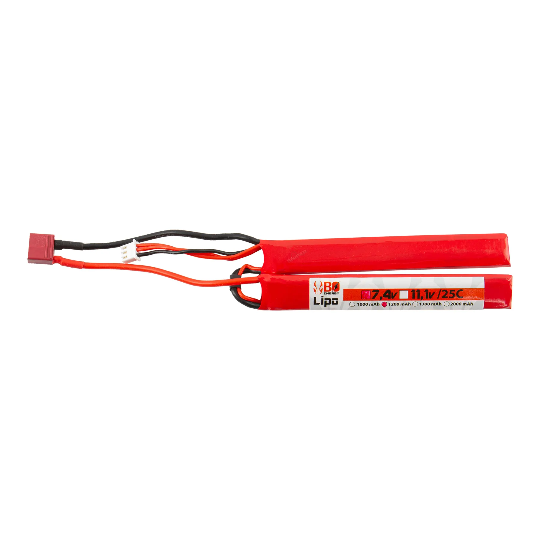 DEANS 7,4V 1200mAh 25C LiPo Akku, 2 Sticks