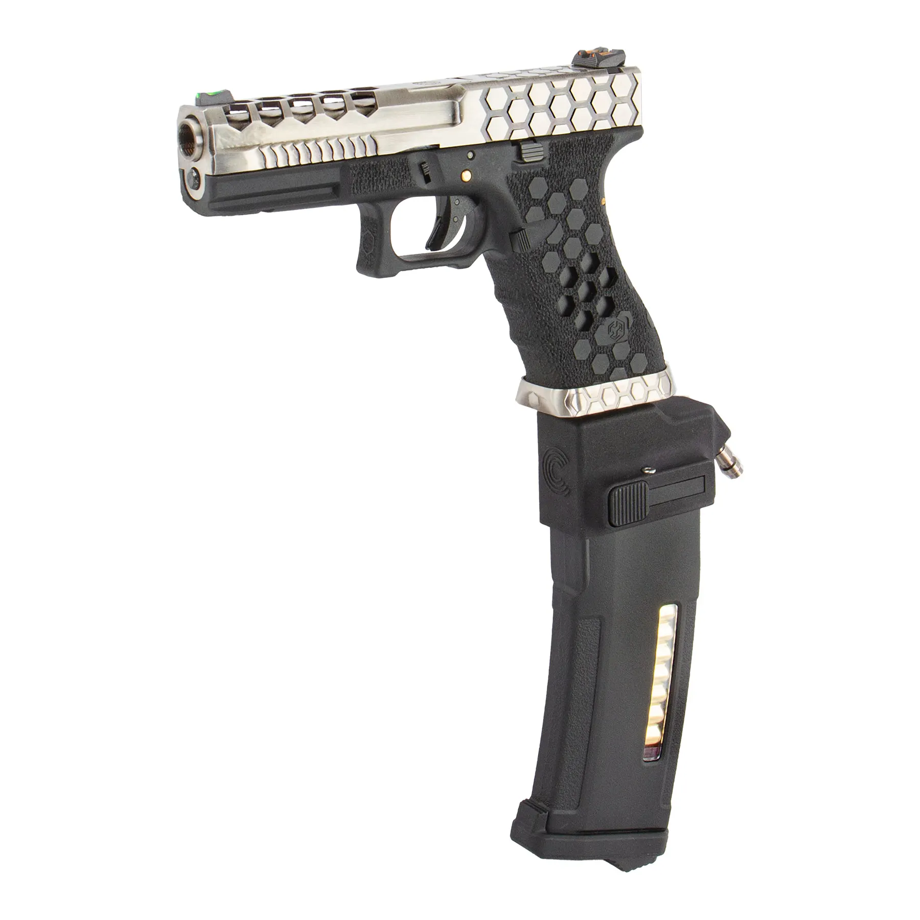 HPA Set SAC VX0100 + Bottle + Creeper HPA US Softair Pistole HPA Set SAC Custom VX0100 Hex Cut HPA US Softair Pistole