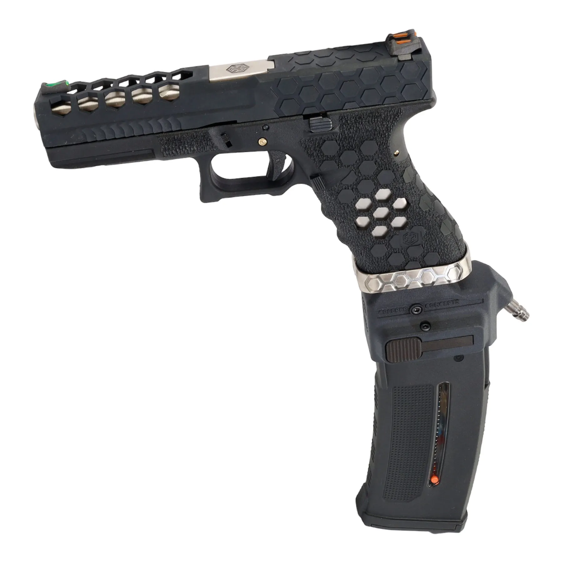 HPA Set SAC VX0101 + Bottle + Creeper HPA US Softair Pistole HPA Set SAC Custom VX0101 Hex Cut HPA US Softair Pistole