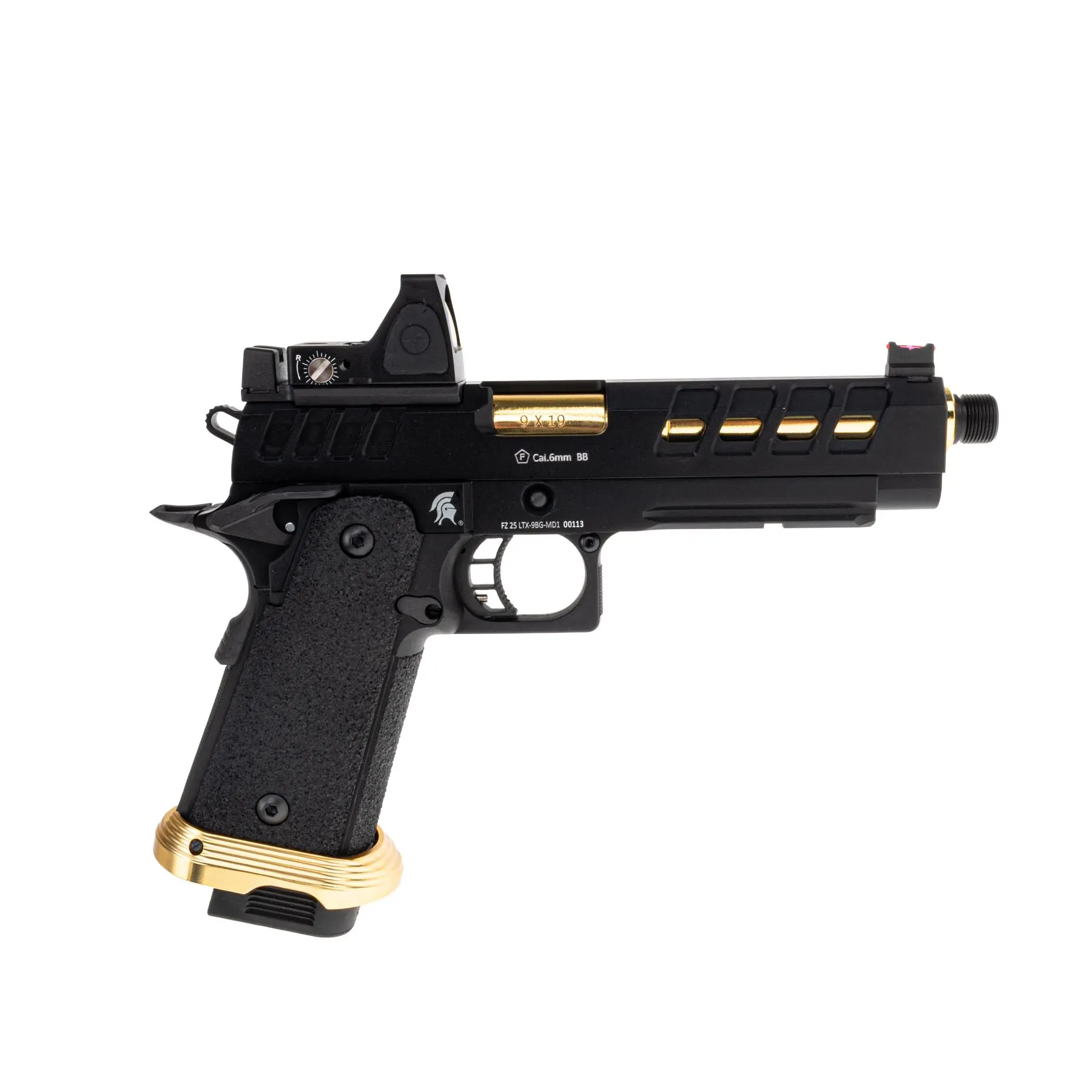 Lancer Tactical Heracles RMR Hi-Capa GBB Softairpistole, Black & Gold