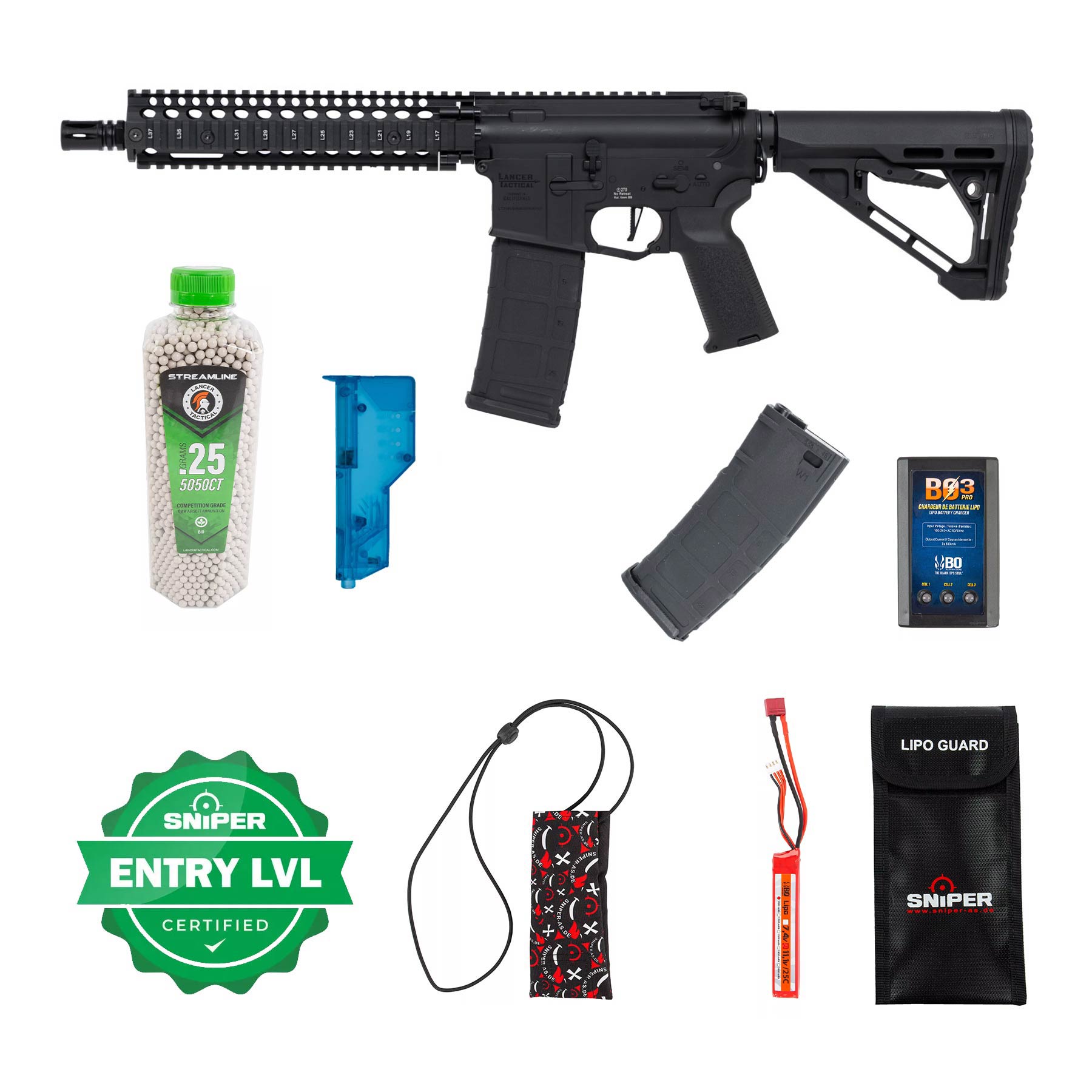 Einsteiger Set #1 - Lancer MK18 Gen3 ETU Full Metal (S)AEG, Black