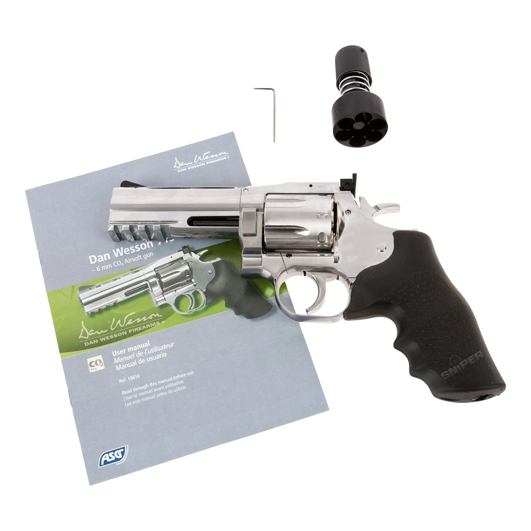 Revolver Dan Wesson 715 4" silver CO2