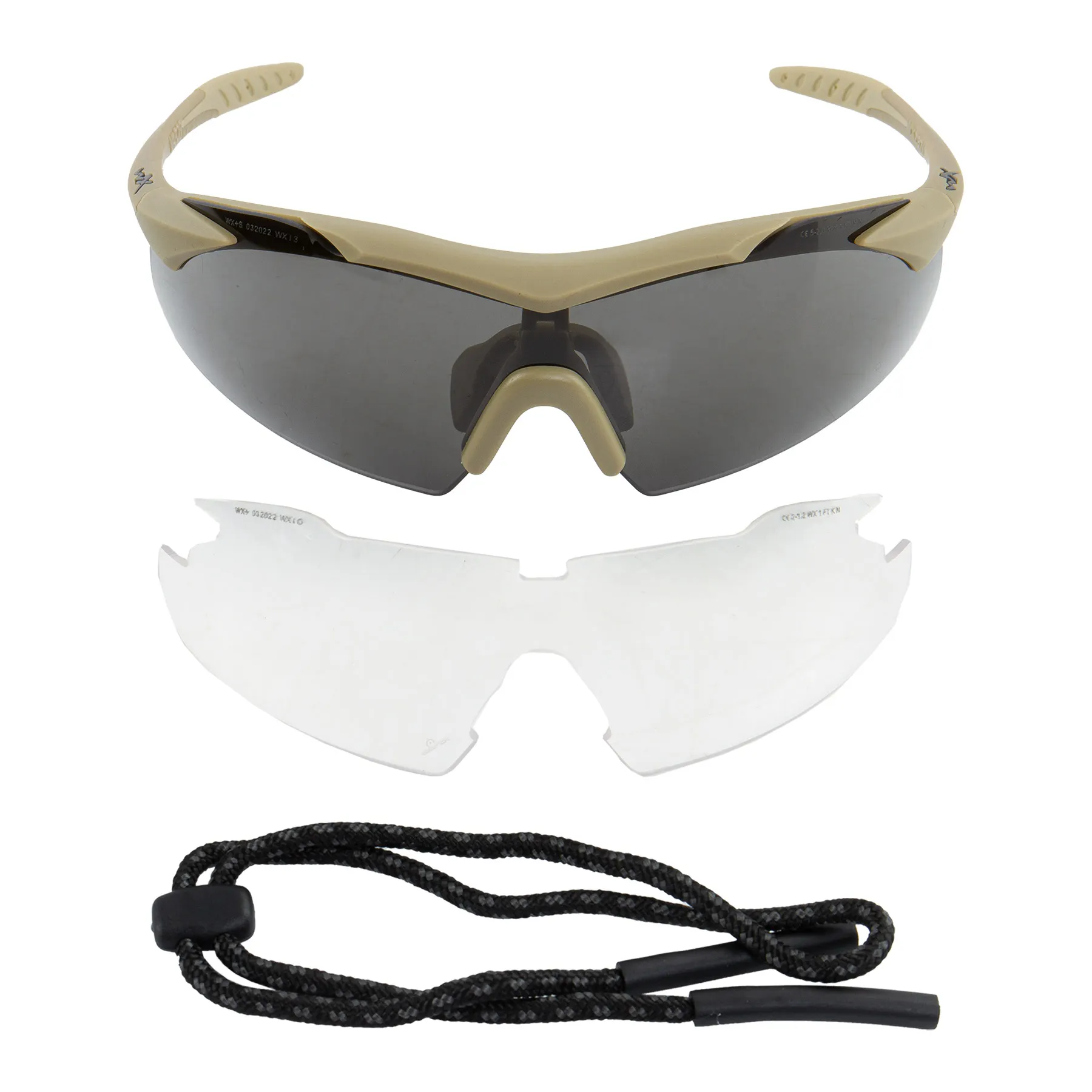 WileyX WX Vapor 2.5 Tan Frame Goggles, Grey/Clear Lens