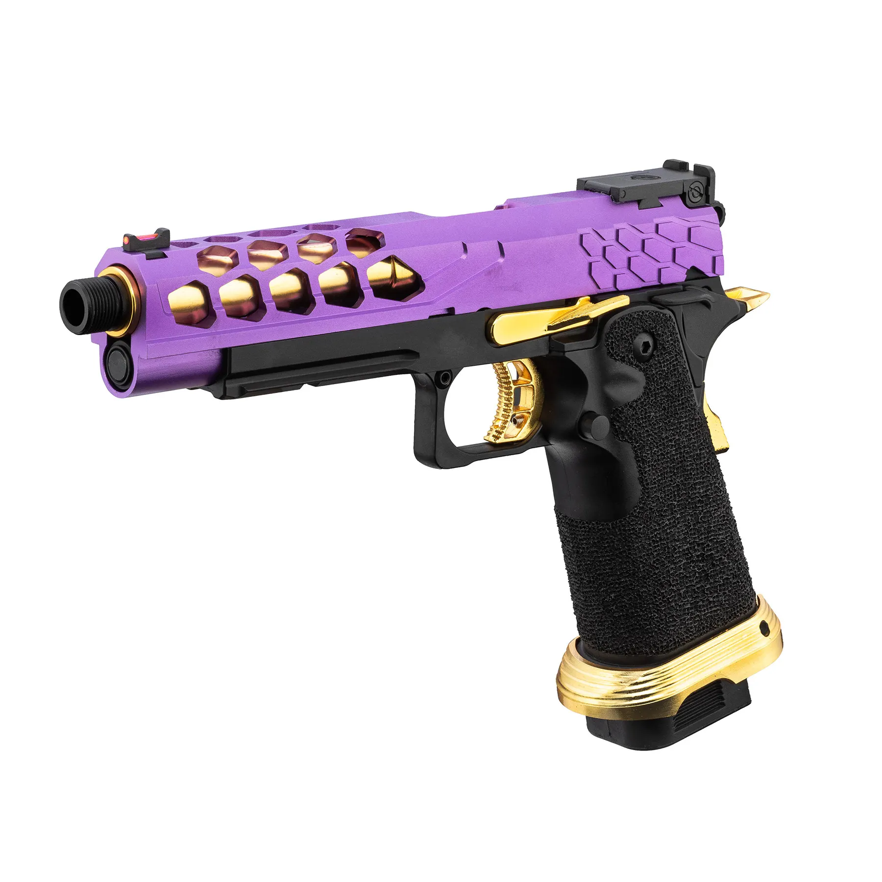 Lancer Tactical LTX-7B Stryk Hi-Capa GBB Softairpistole, Purple & Gold