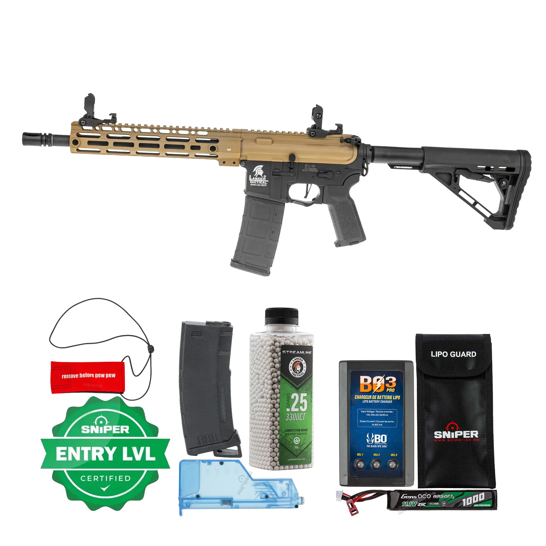 Einsteiger Set #1 - Lancer LT-39 M-Lock 11" Gen 3 w/ Nebula ETU (S)AEG, Half-Tan