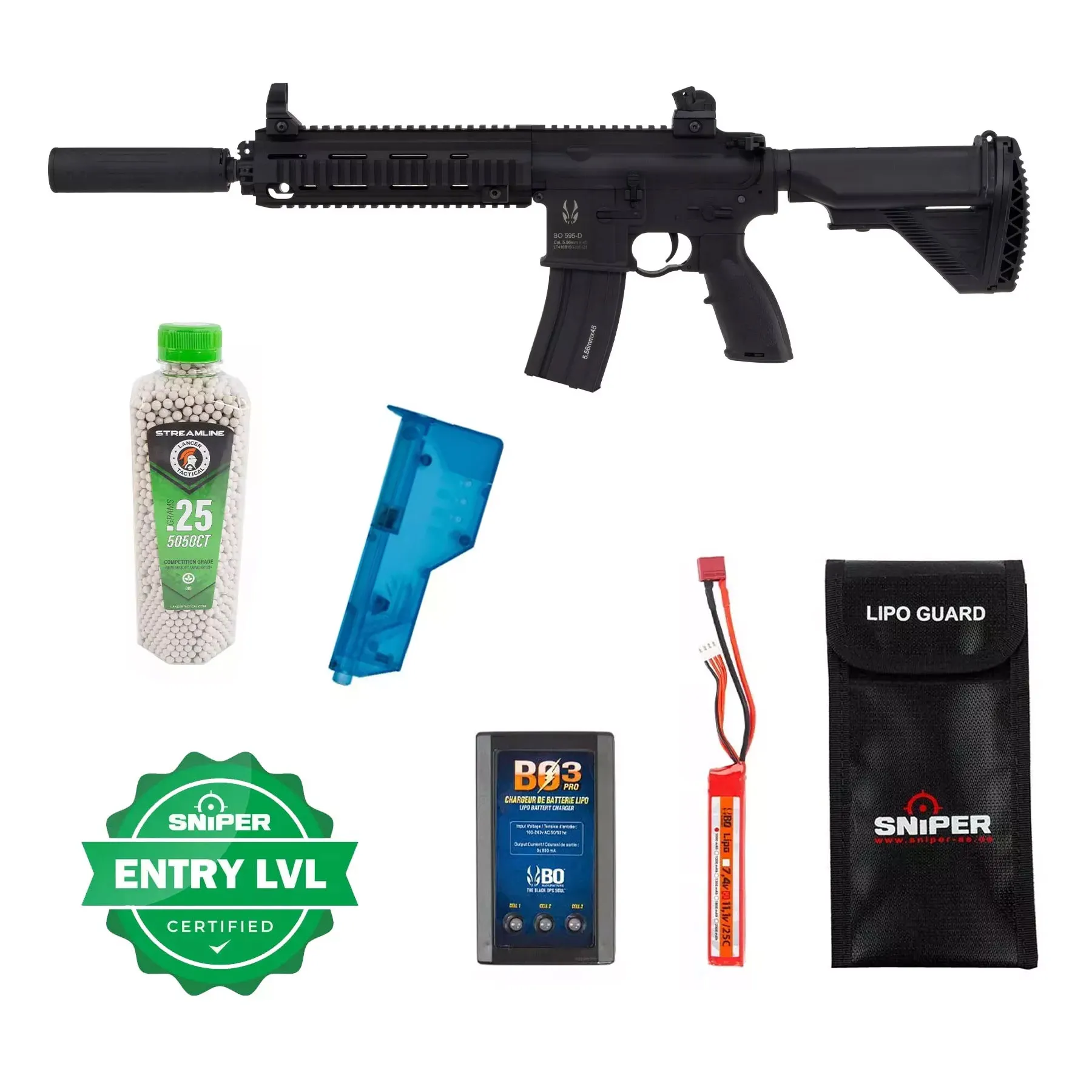 Einsteiger Set #1 - BO Delta 595 Polymer 11" w/ Nebula ETU + Silencer Pack Noir Einsteiger Set #1 - BO Delta 595 Polymer 11" w/ Nebula ETU + Silencer Pack Noir