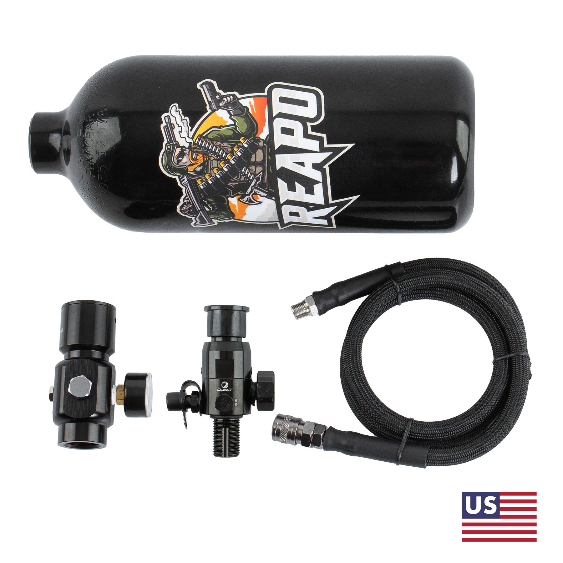 Complete US HPA Set, Regulator, 0,8l Bottle, US Line