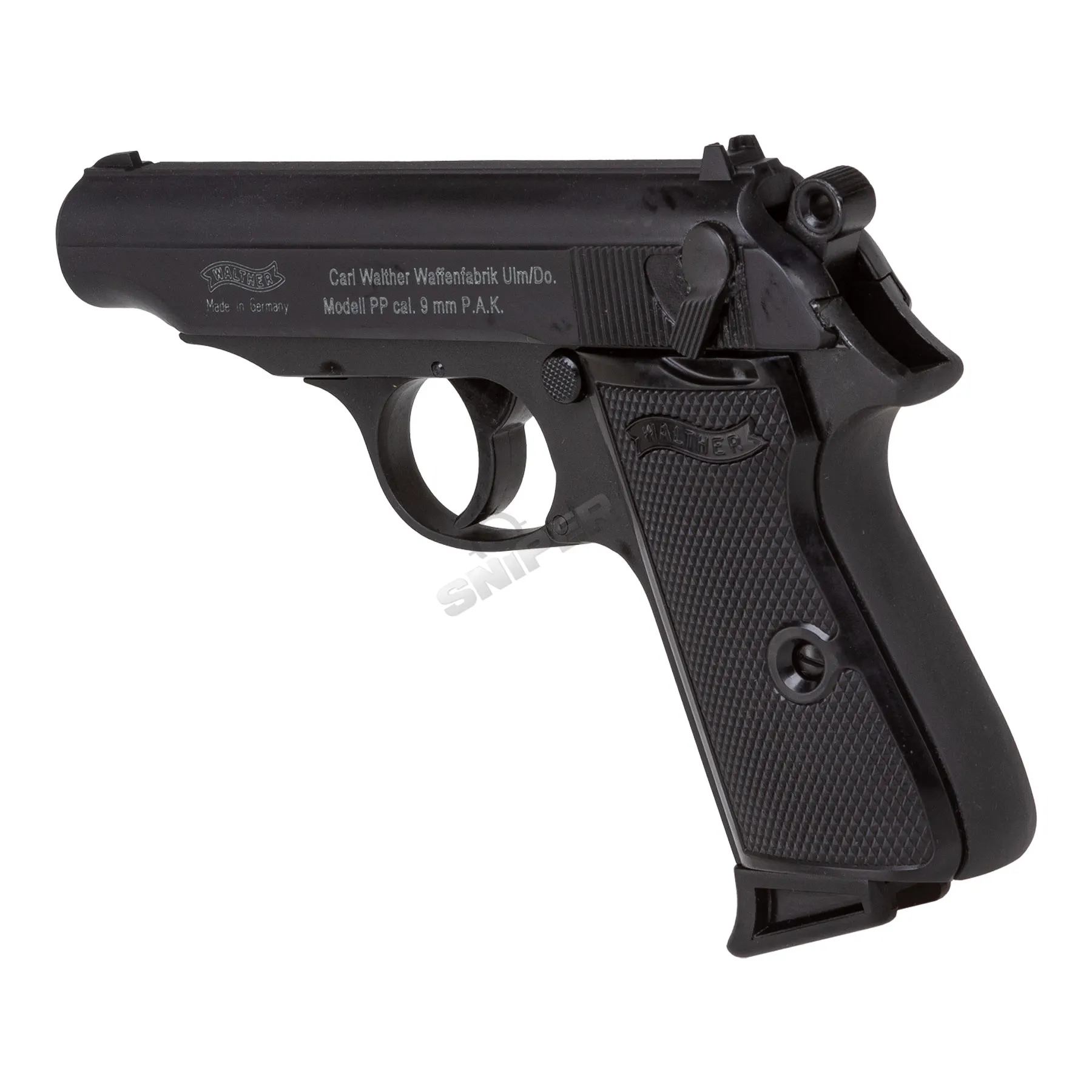 Walther PP 9mm P.A.K. Schreckschusspistole, Black Walther PP 9mm P.A.K. Schreckschusspistole, Black