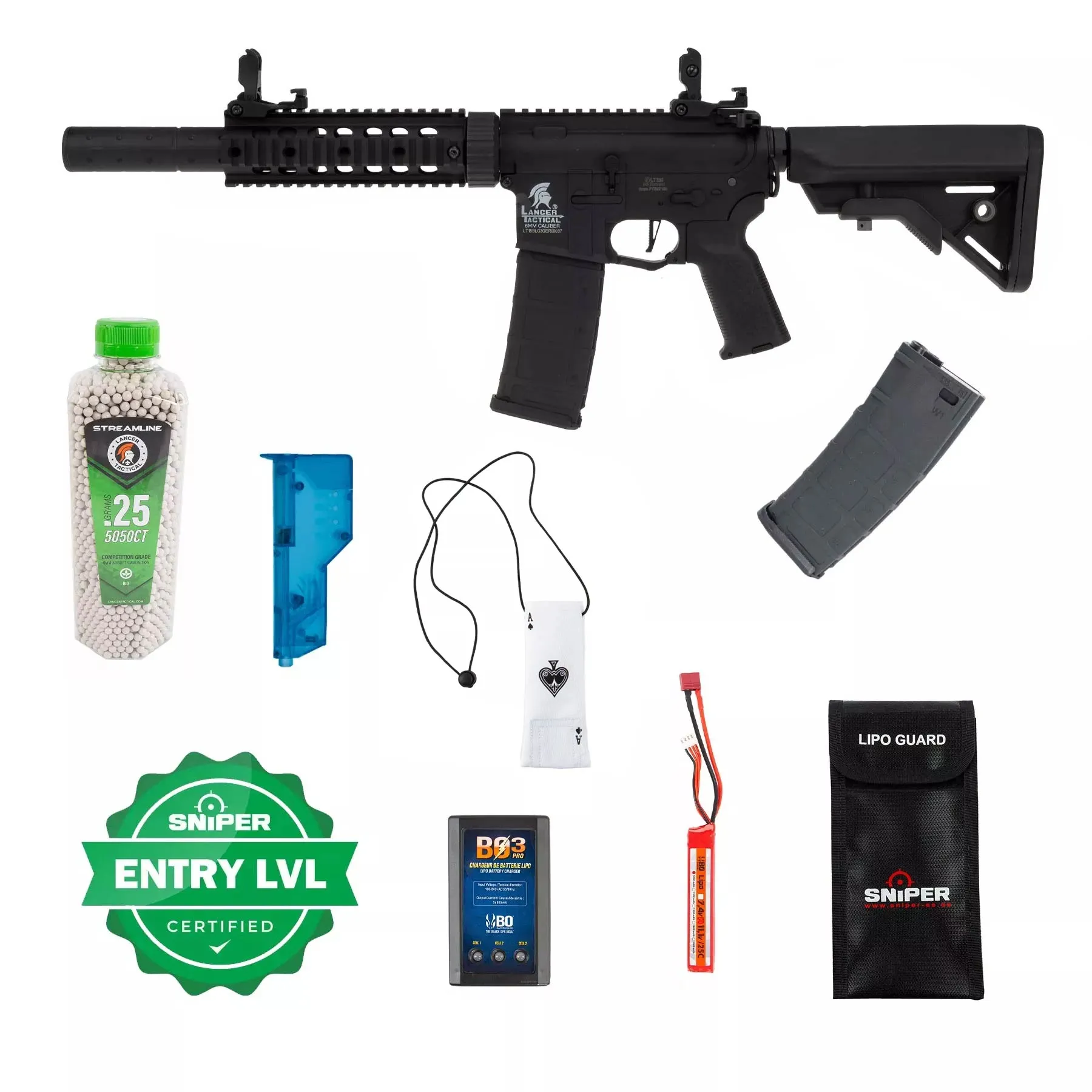 Einsteiger Set #1 - Lancer M4 SD w/ Nebula ETU (S)AEG, Black Einsteiger Set #1 - Lancer M4 SD w/ Nebula ETU (S)AEG, Black