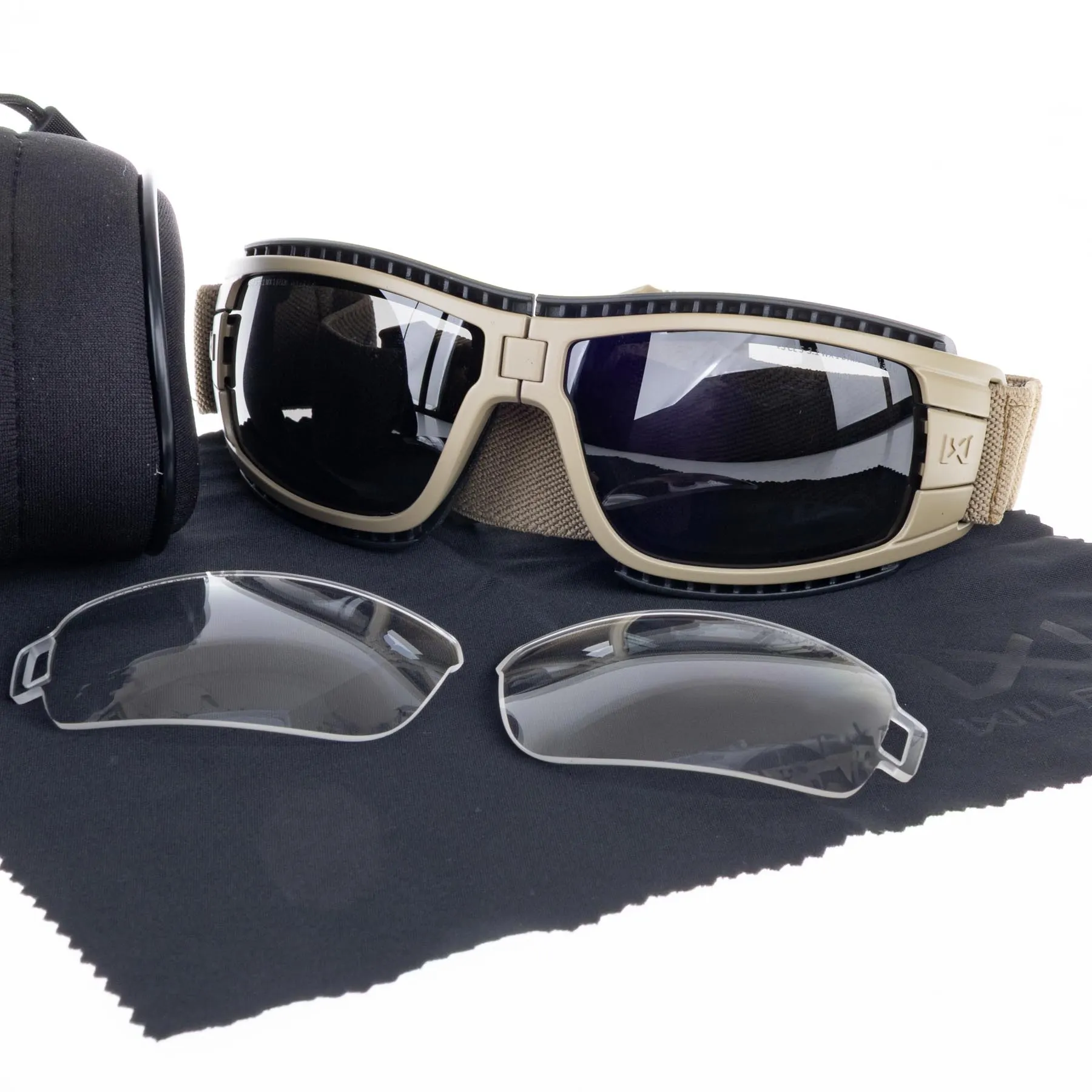 WileyX Lynx Goggles w/ Tan Frame, Grey/Clear Lens