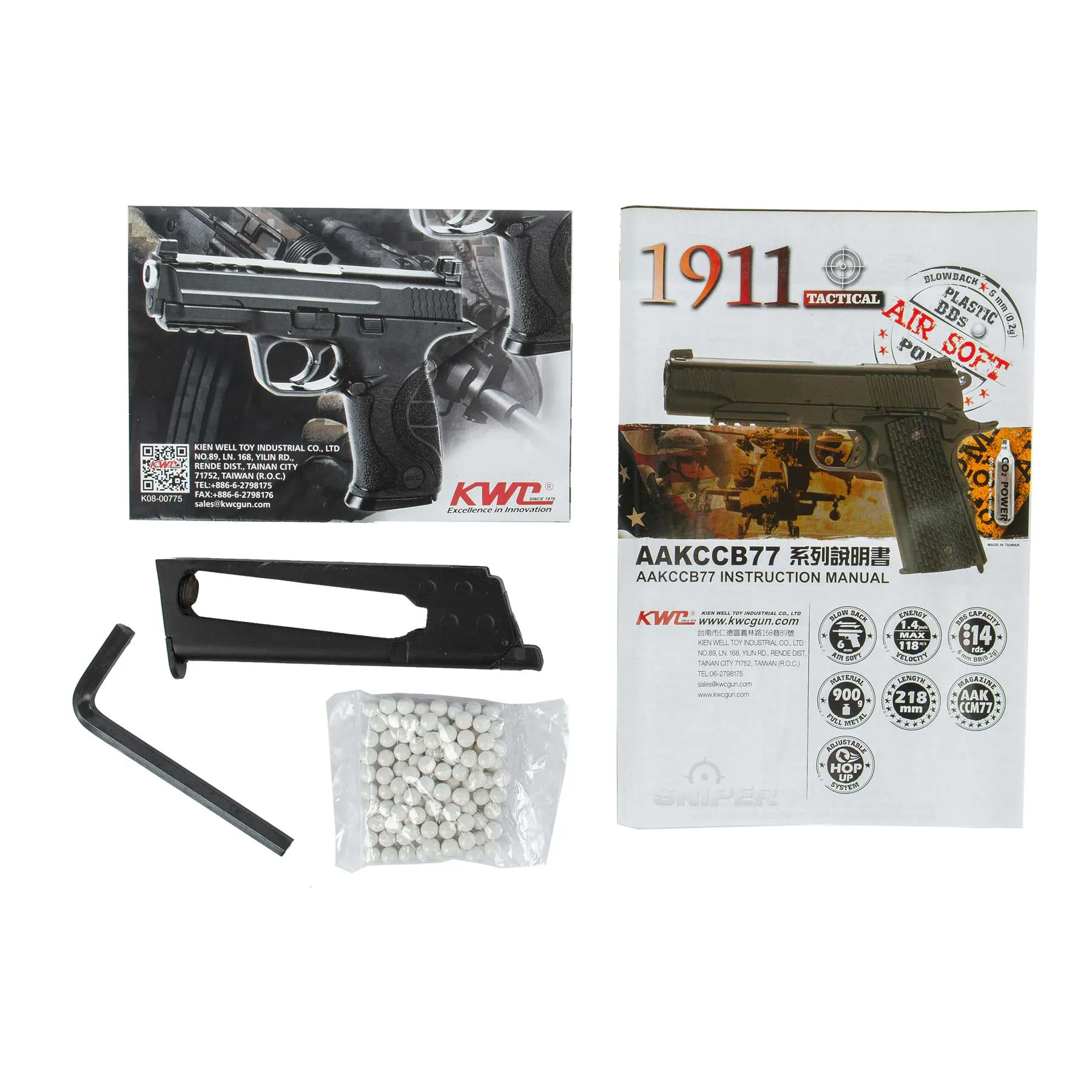 KWC M1911 Tactical Full Metal CO2 Softair KWC M1911 Tactical Full Metal CO2 Softair