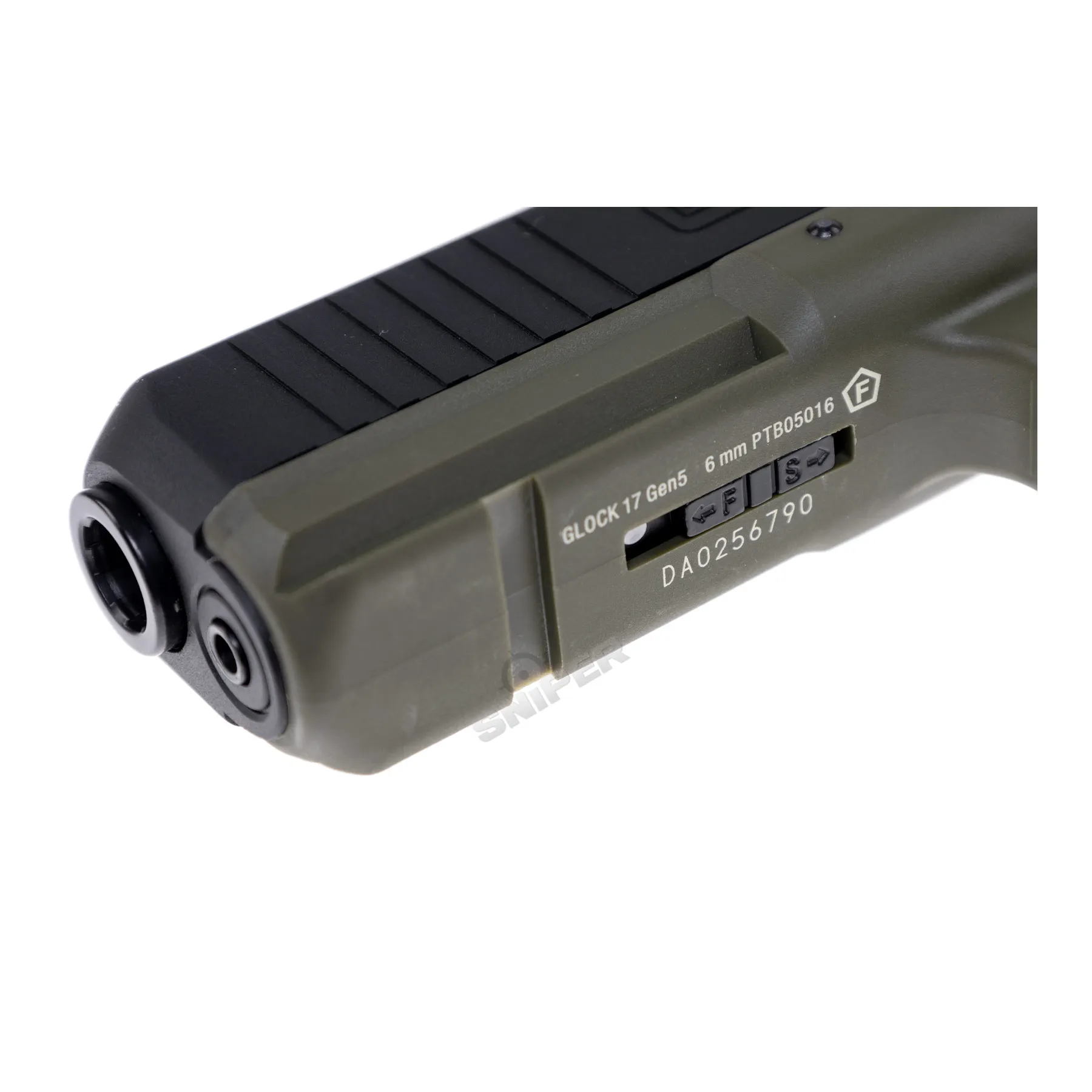 Glock 17 Gen 5 GBB Softair Pistole, Black/Green