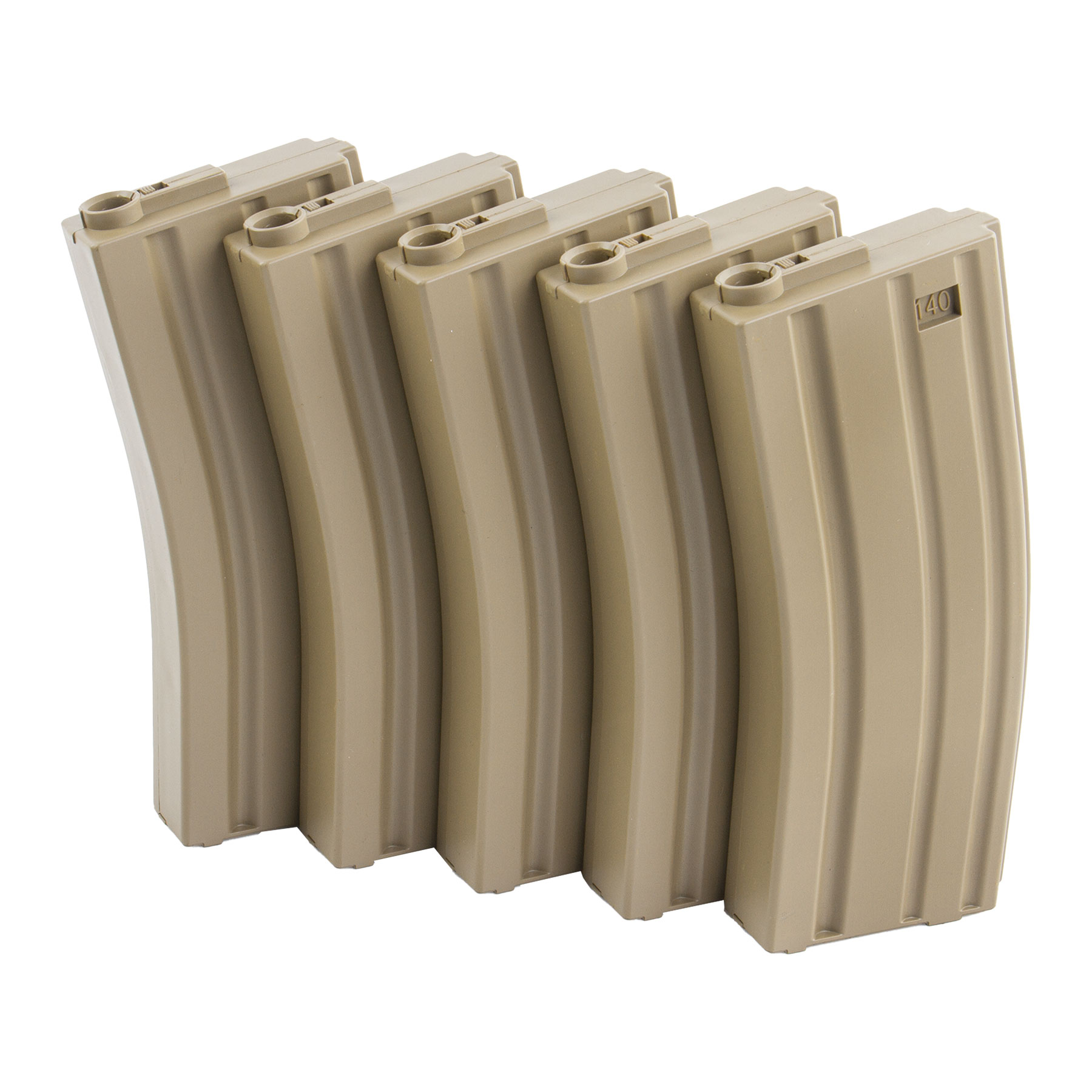M4 Magazin Midcap Polymer 120rds, 5er Pack, Tan