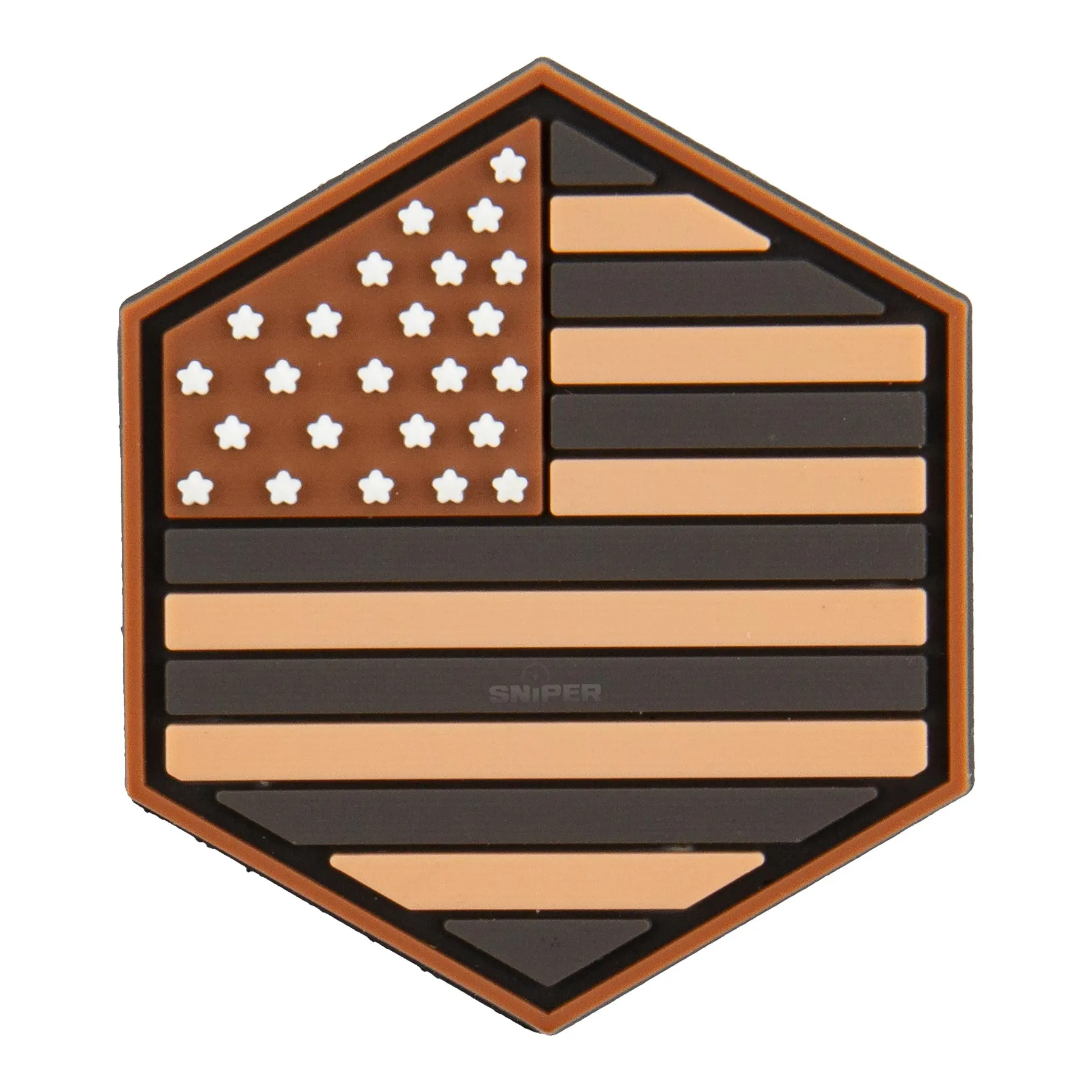 Hexagon 3D PVC Patch USA, Desert Tan Hexagon 3D PVC Patch USA, Desert Tan