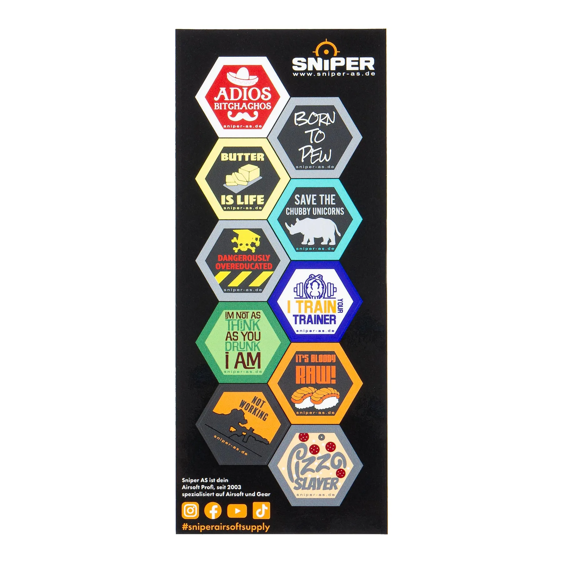 Aufkleber Set, Vinyl Hex Decals, catchphrases #2