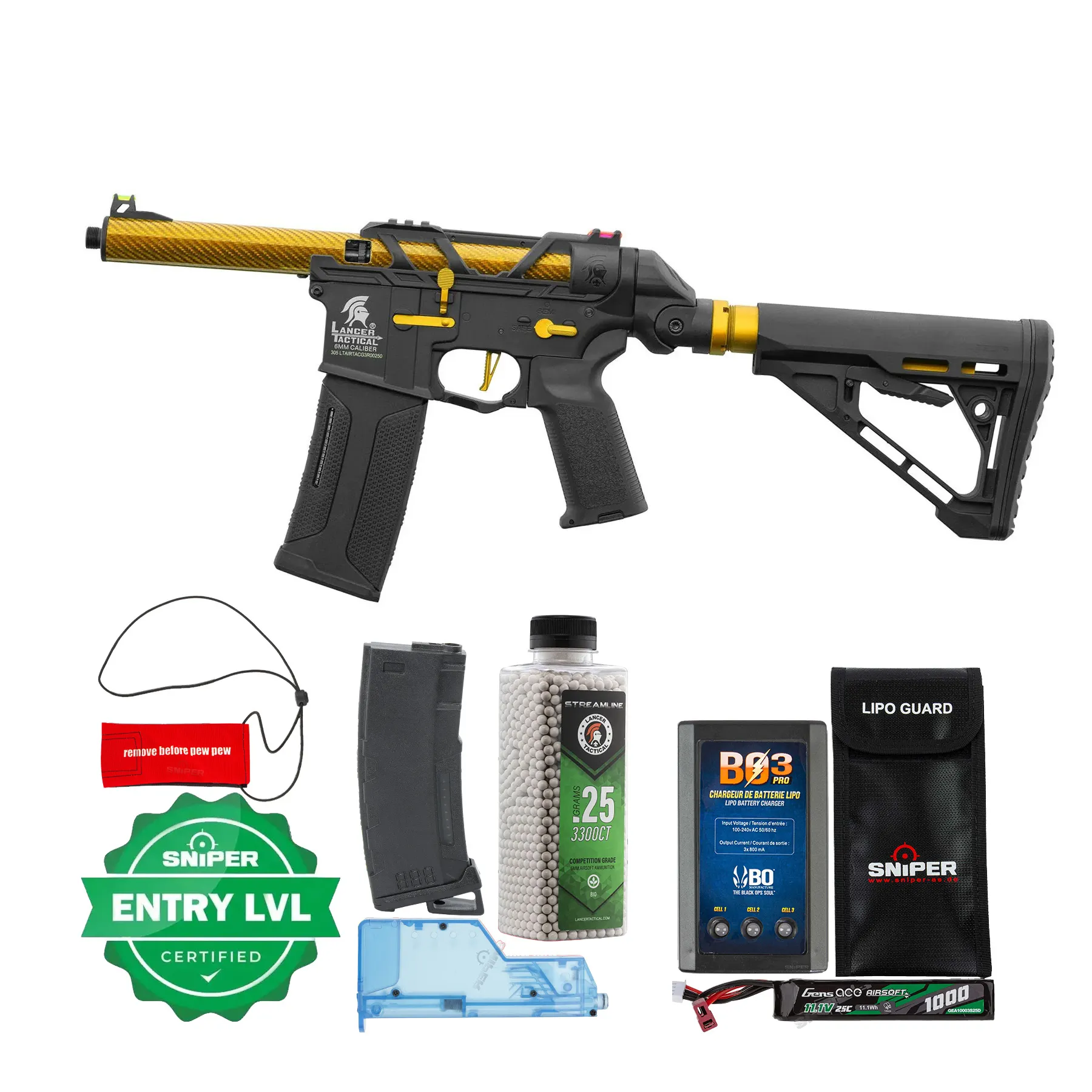 Einsteiger Set #1 - Lancer Tactical x AIRTAC M4 Speedsoft Gen3, Gold