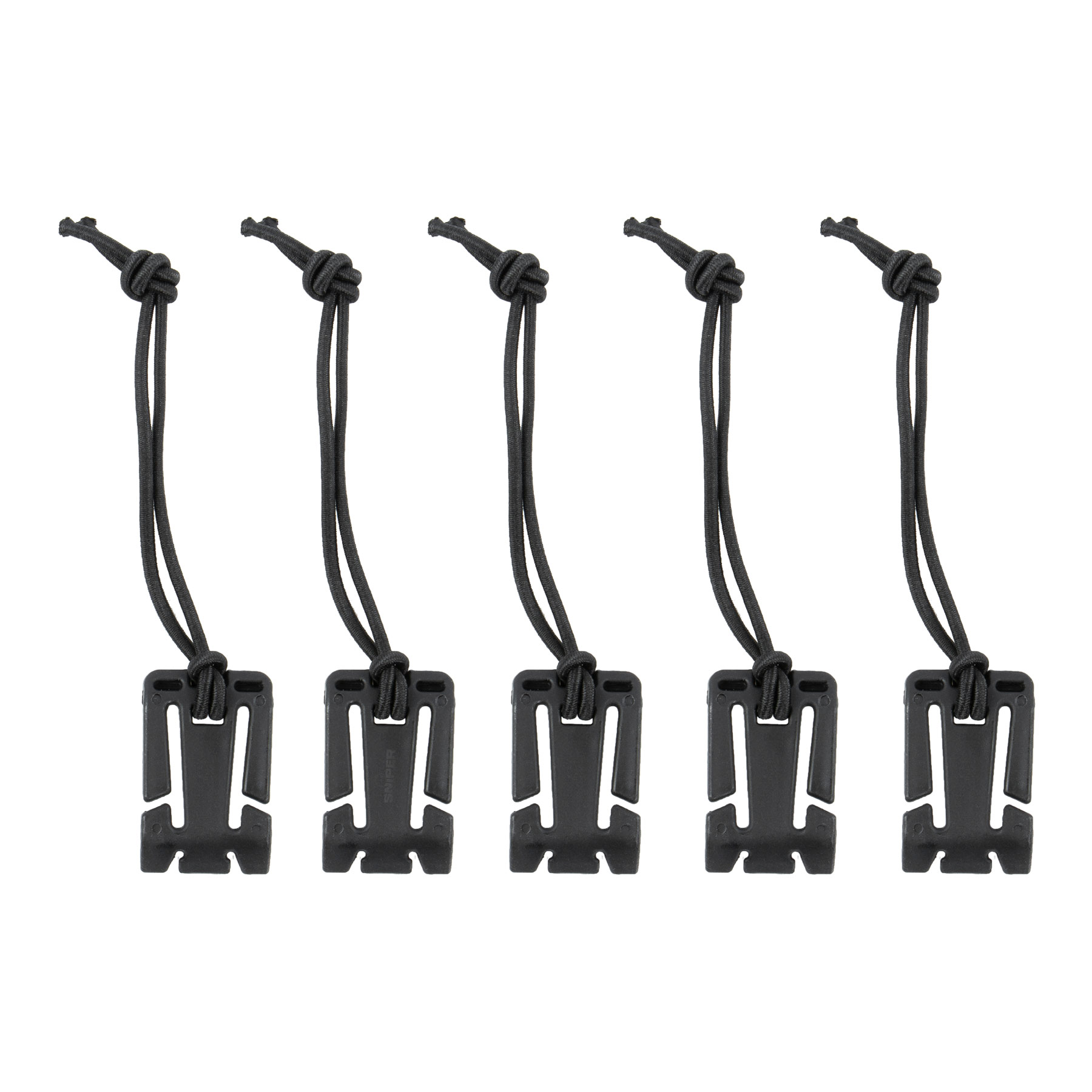Molle elastic binder 5-pack, black