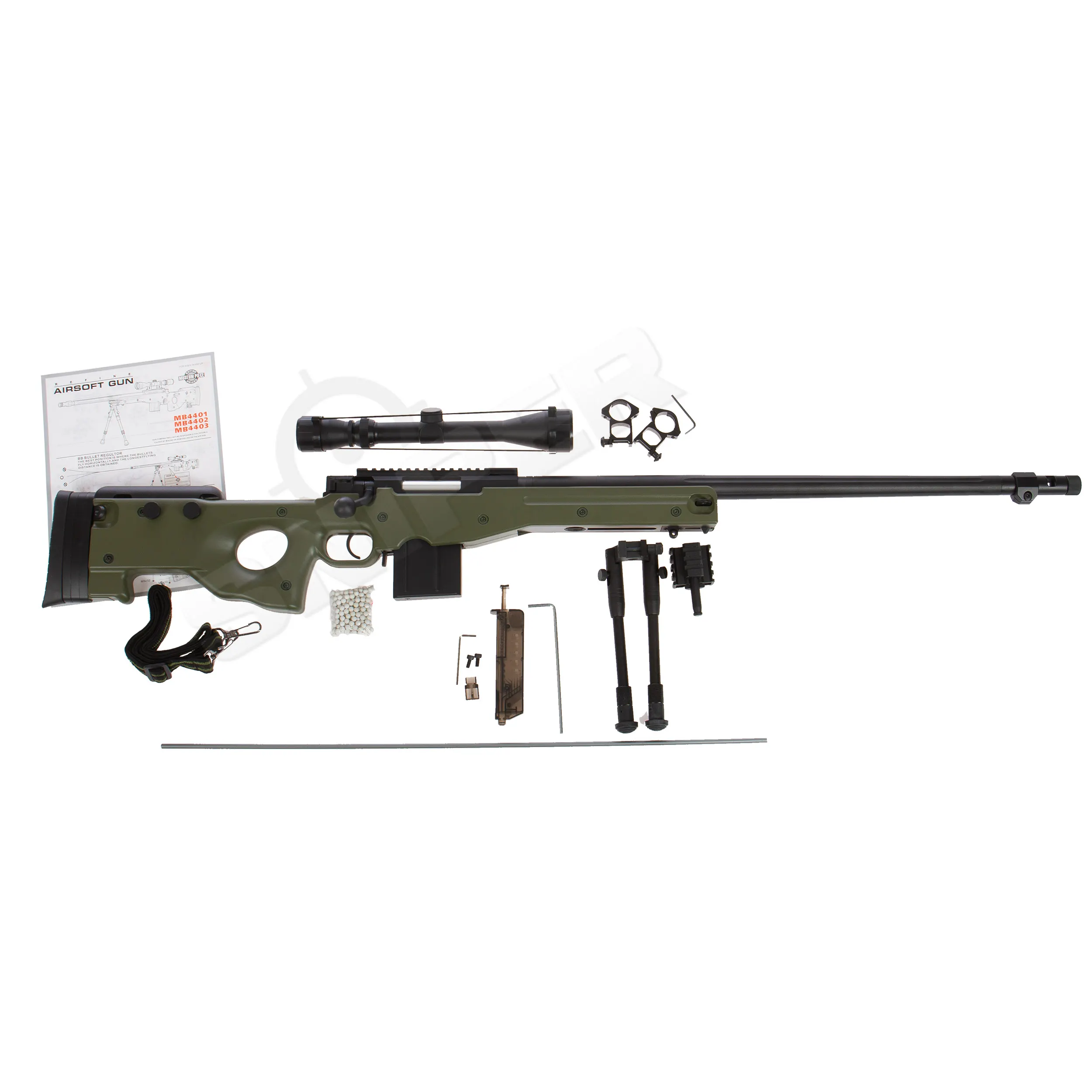 MB01 AWP FH Scharfschützengewehr Upgraded Softair Sniper Set, OD