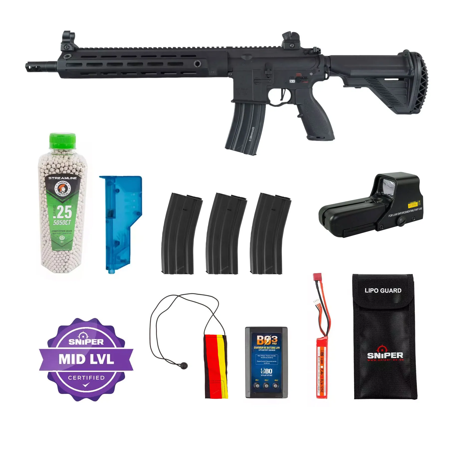 Einsteiger Set #2 - BO Delta 595 Elite Pro Full Metal M4 ETU 14.5" (S)AEG, Black Einsteiger Set #2 - BO Delta 595 Elite Pro Full Metal M4 ETU 14.5" (S)AEG, Black