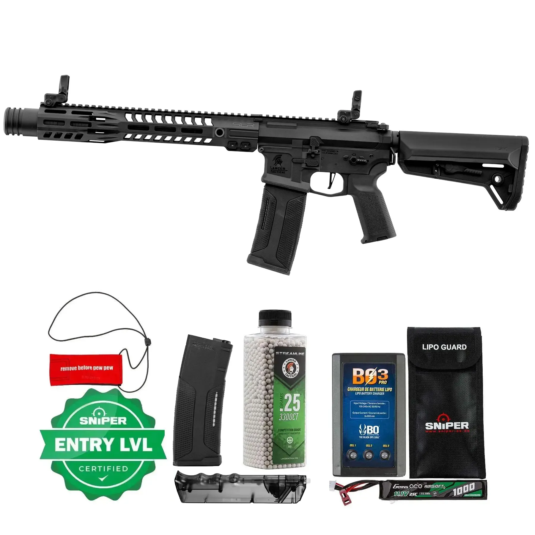 Einsteiger Set #1 - Lancer Tactical SLR 13" Gen.3 w/ ETU (S)AEG, Black
