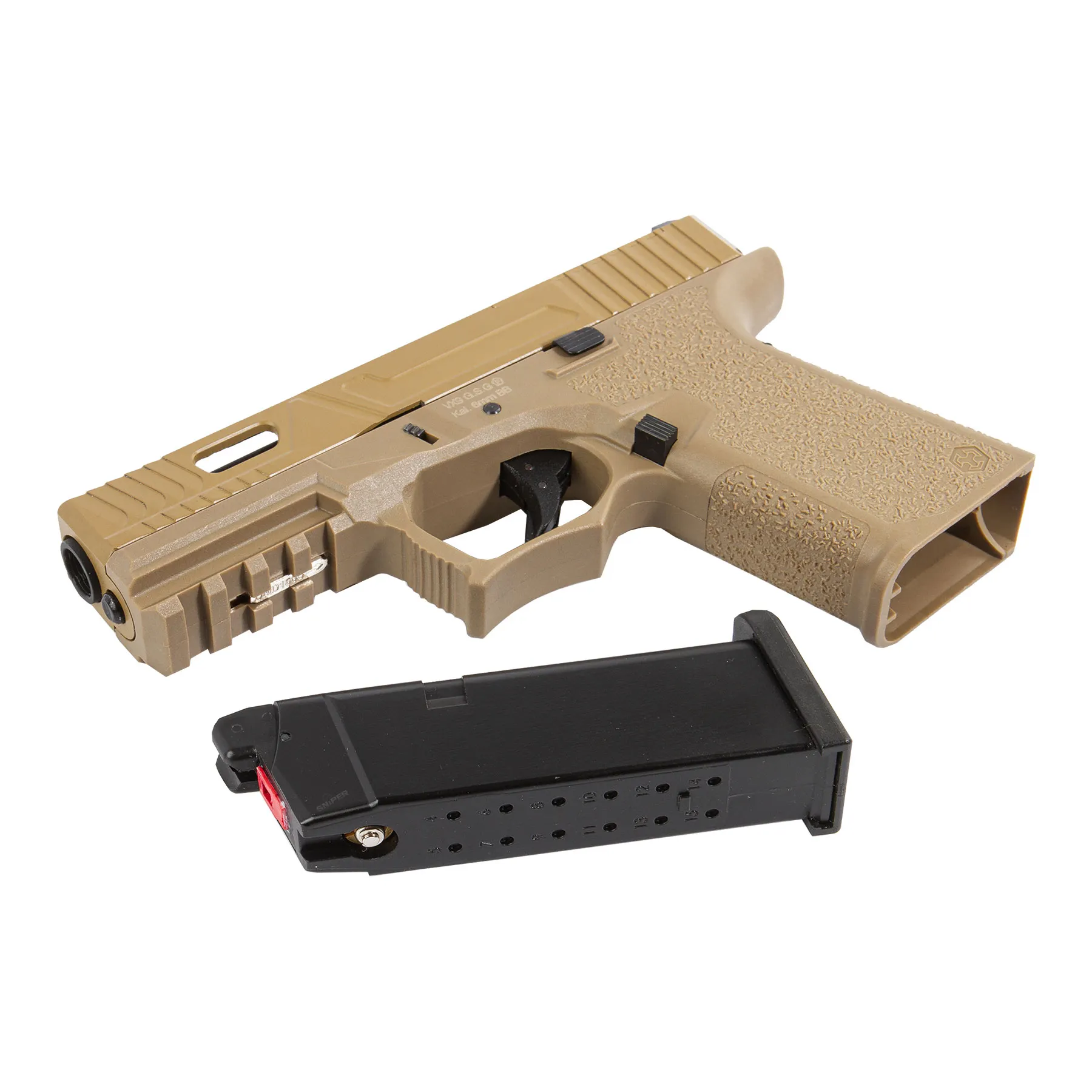 AW Custom VX9 Mod.3 Precut GBB, Softair Pistole FDE