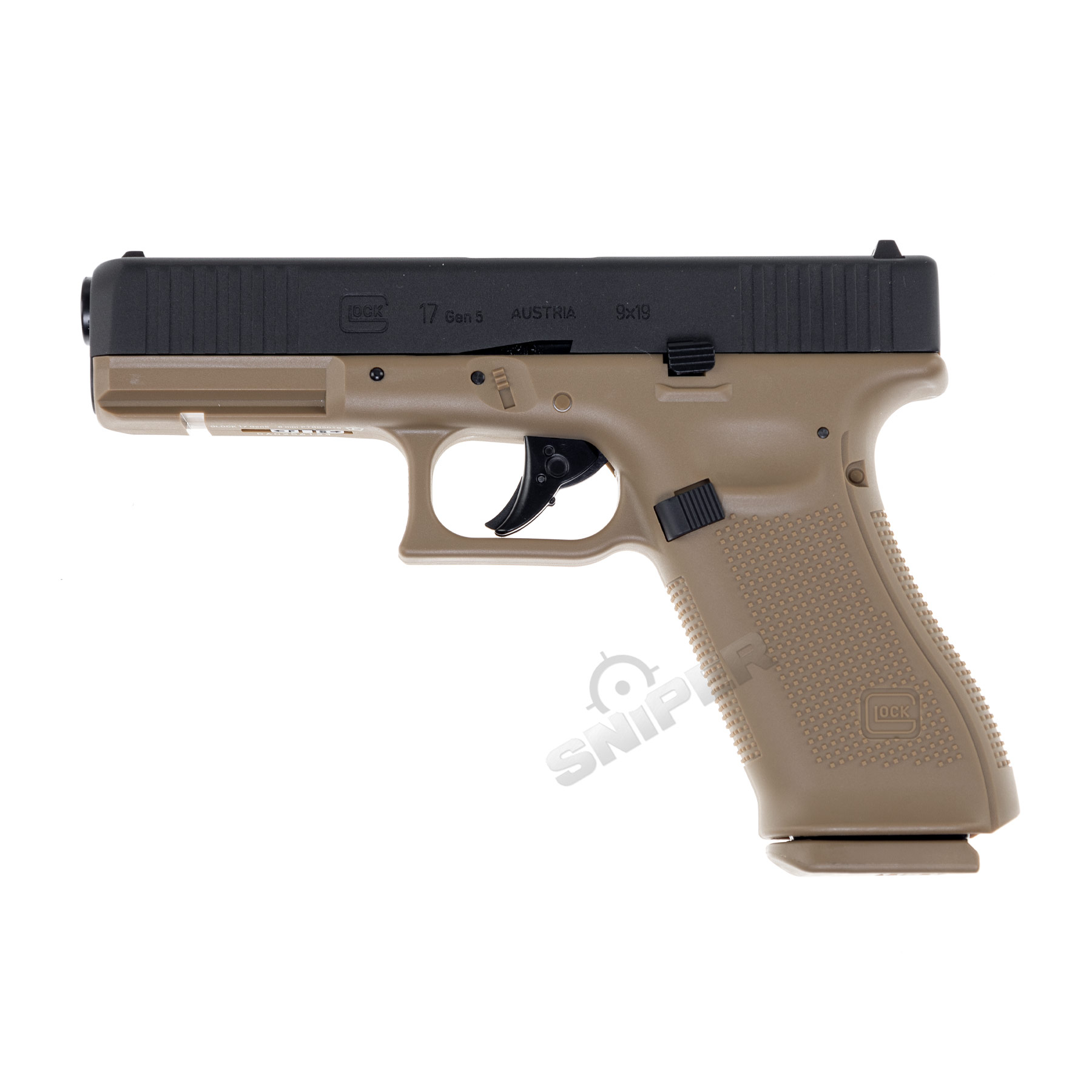 Glock 17 Gen 5 GBB Softair Pistole, Black/Tan