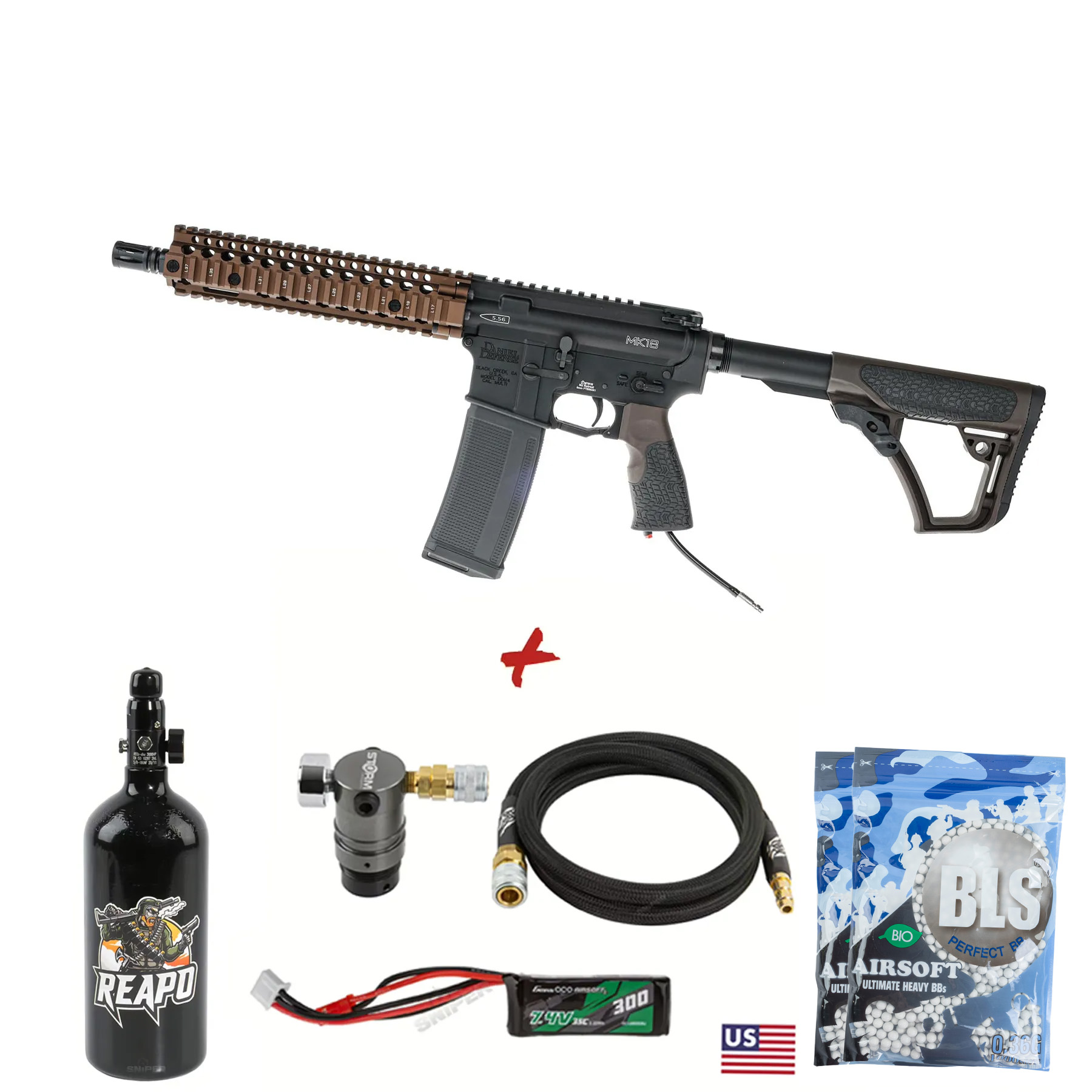 HPA Deal #2-  Wolverine MTW Daniel Defense MK18 RIS II Milspec HPA, Dualtone