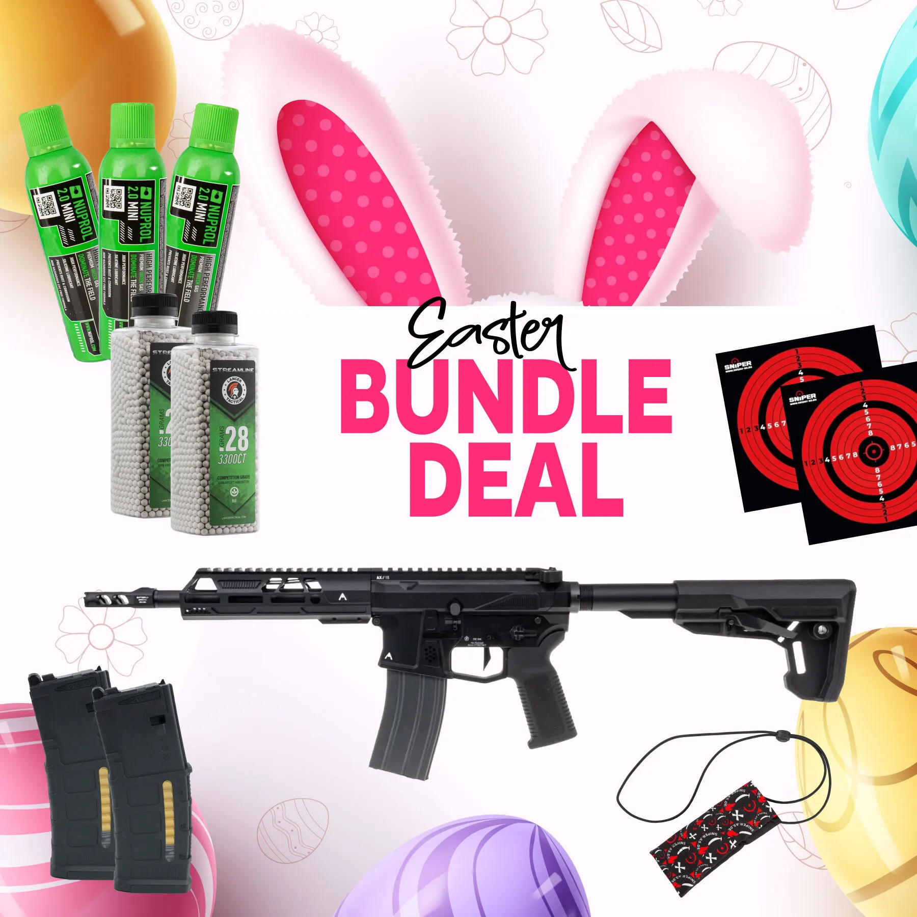 Easter Bundle - Double Eagle Aeroknox GBB MWS Rifle 8,5", Black