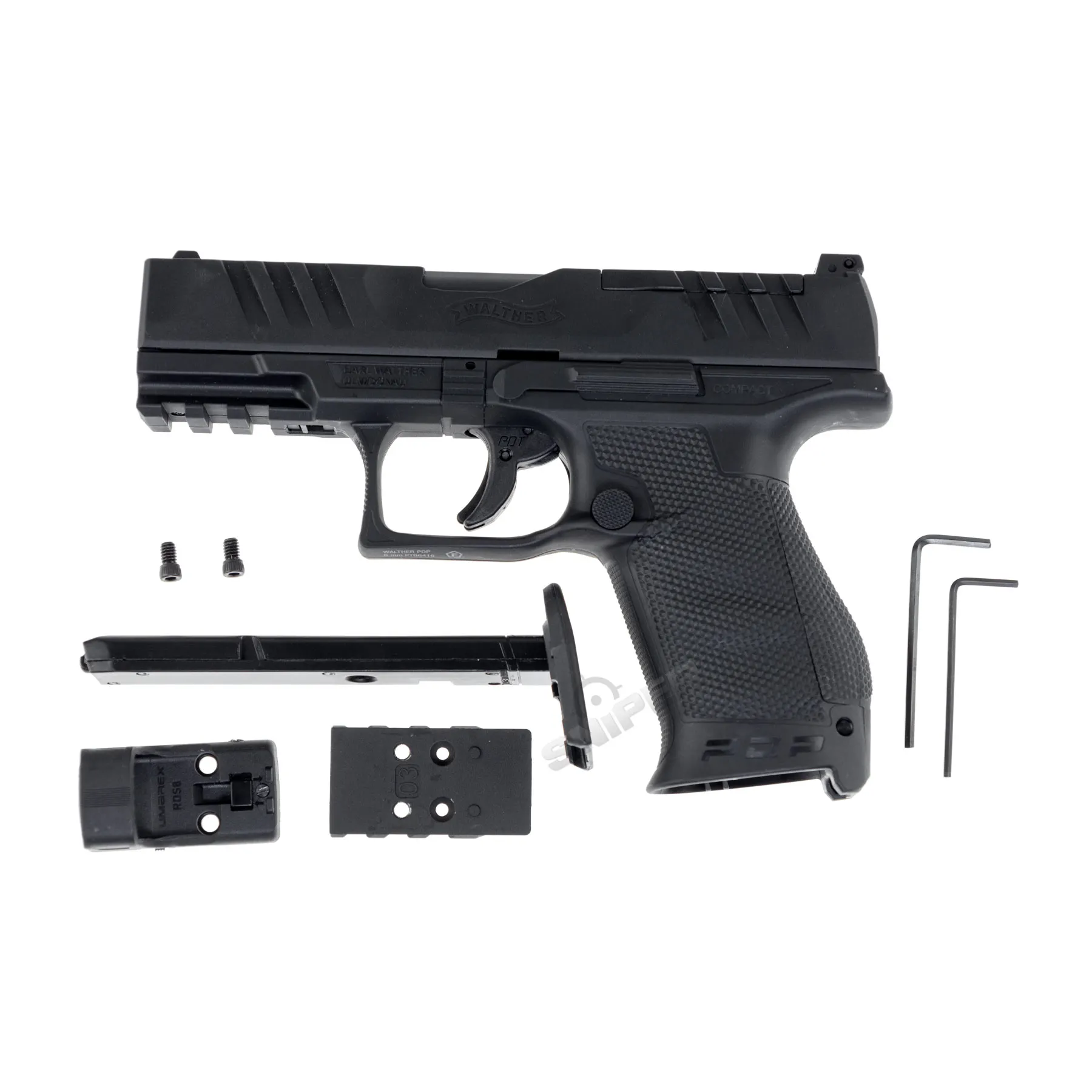 Walther PDP Compact 4" w/ Red Dot Visier NBB Co2 Softair Pistole, Black Walther PDP Compact 4" w/ Red Dot Visier NBB Co2 Softair Pistole, Black