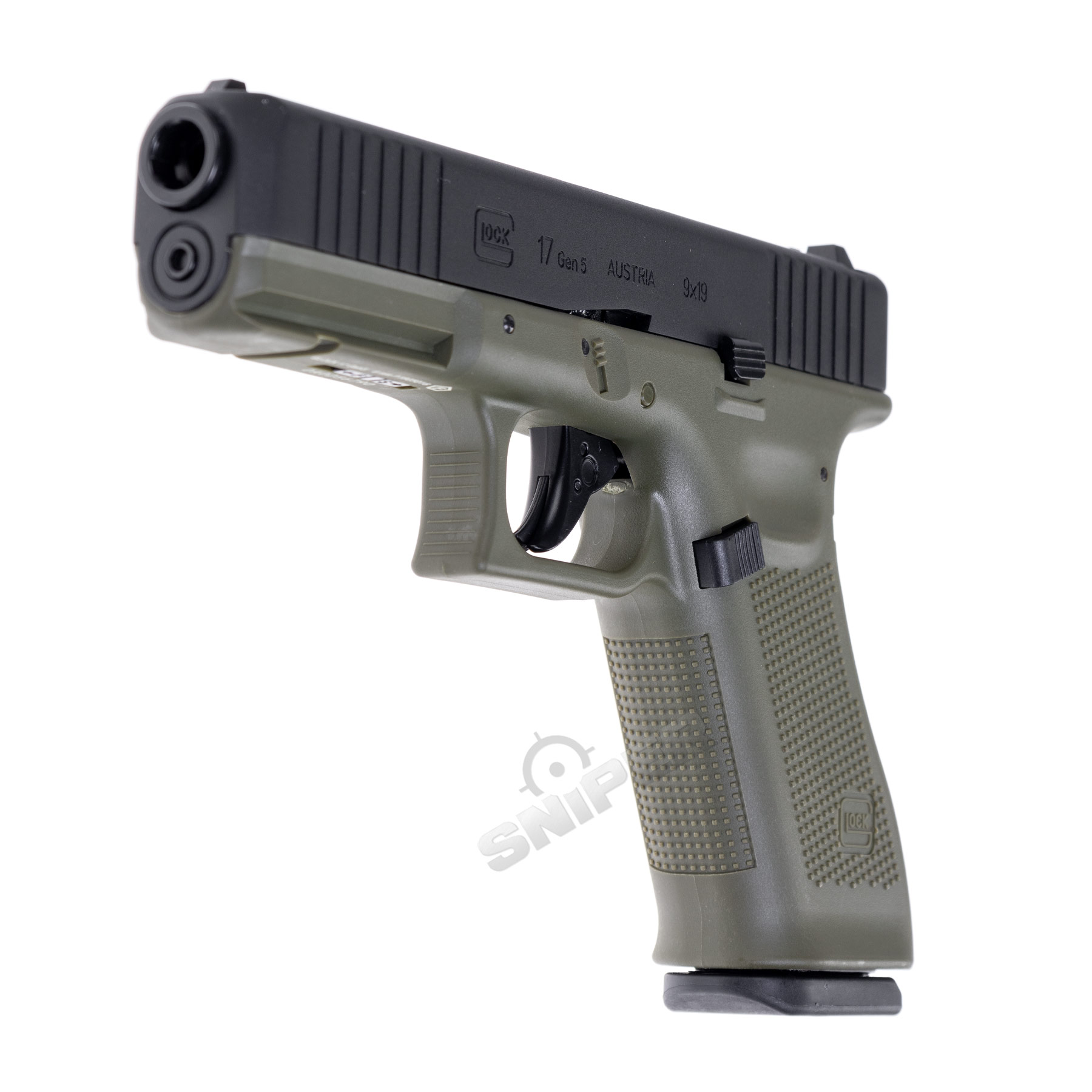 Glock 17 Gen 5 GBB Softair Pistole, Black/Green