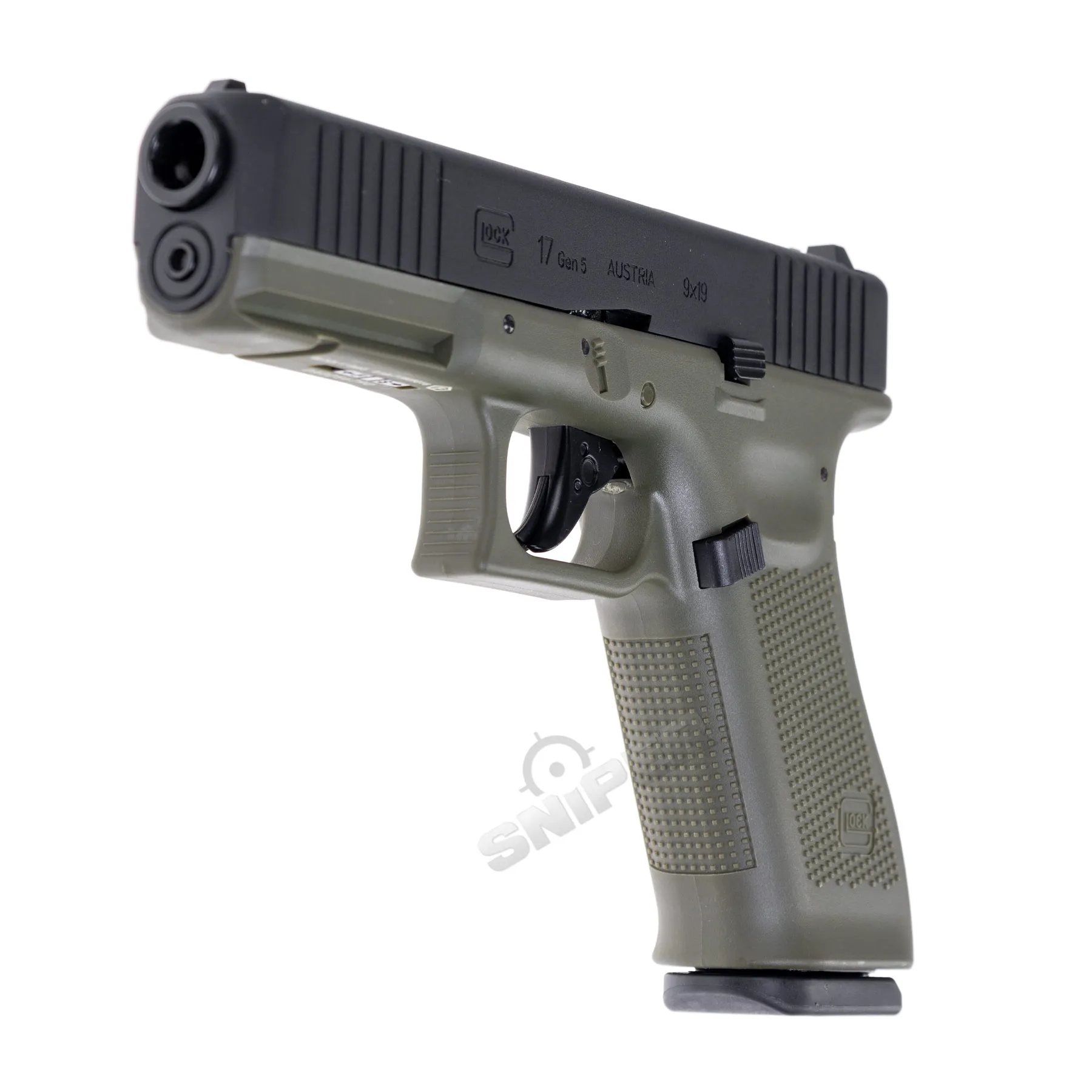 Glock 17 Gen 5 GBB Softair Pistole, Black/Green Glock 17 Gen 5 GBB Softair Pistole, Black/Green