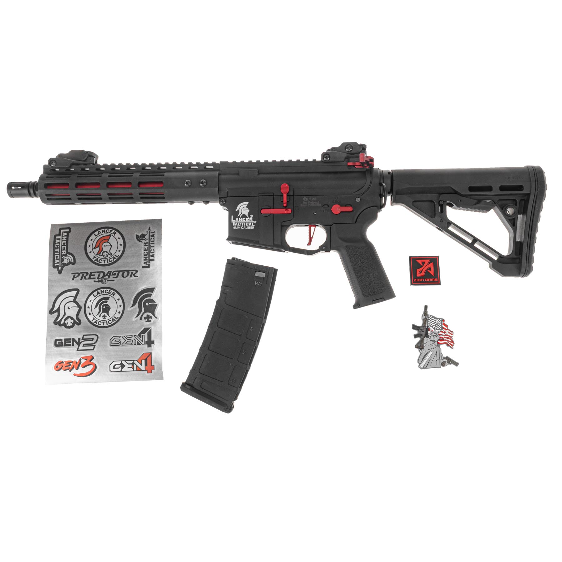 Lancer Archon Gen3 ETU M-Lok 9" M4 (S)AEG, Black/Red