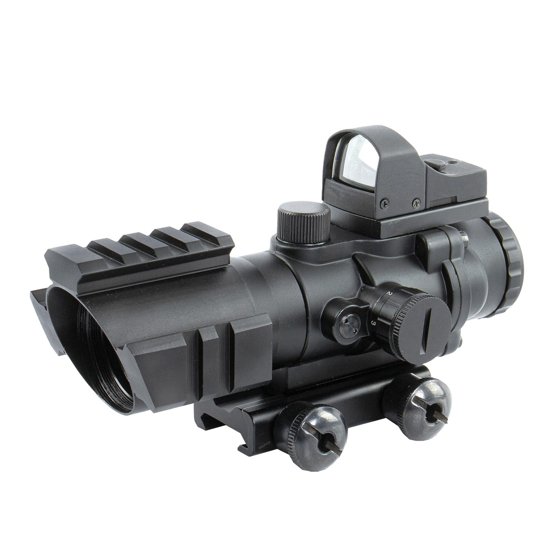 Theta Optics 4x32 Rhino Scope w/ Micro Red Dot, Black