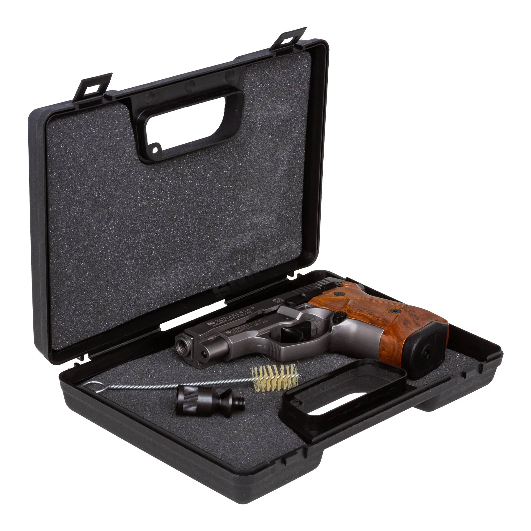 Silvester Bundle #2 Zoraki 914 9mm P.A.K. Schreckschusspistole, Titan w/ Holzgriff Optik