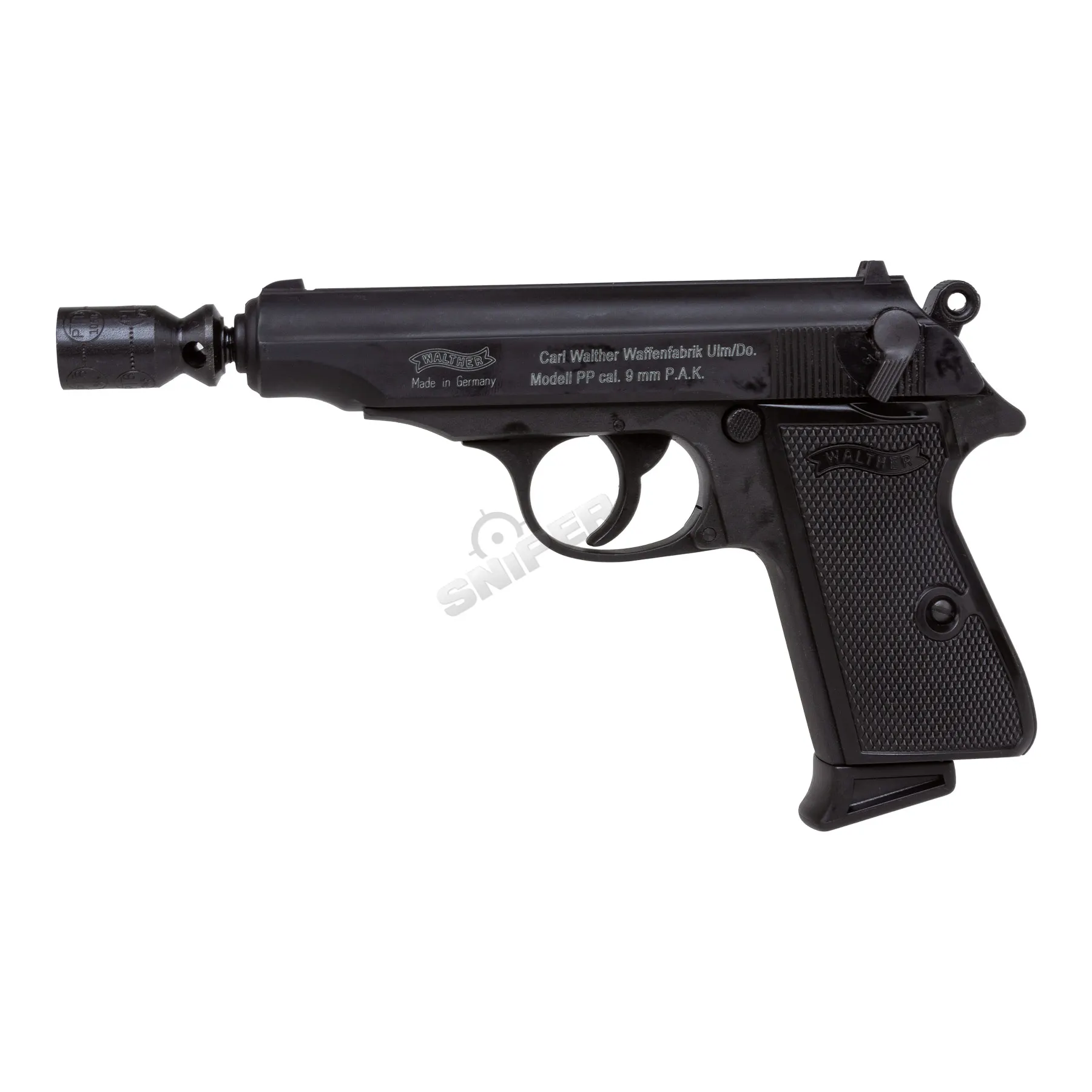 Walther PP 9mm P.A.K. Schreckschusspistole, Black Walther PP 9mm P.A.K. Schreckschusspistole, Black