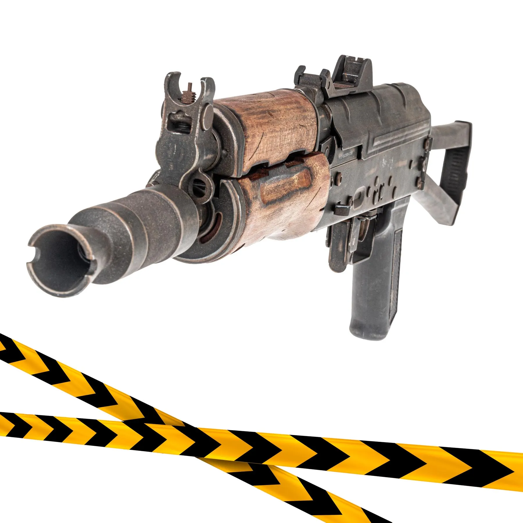 B-Ware APS AK 74U Battle Worn Style (S)AEG, Real Wood