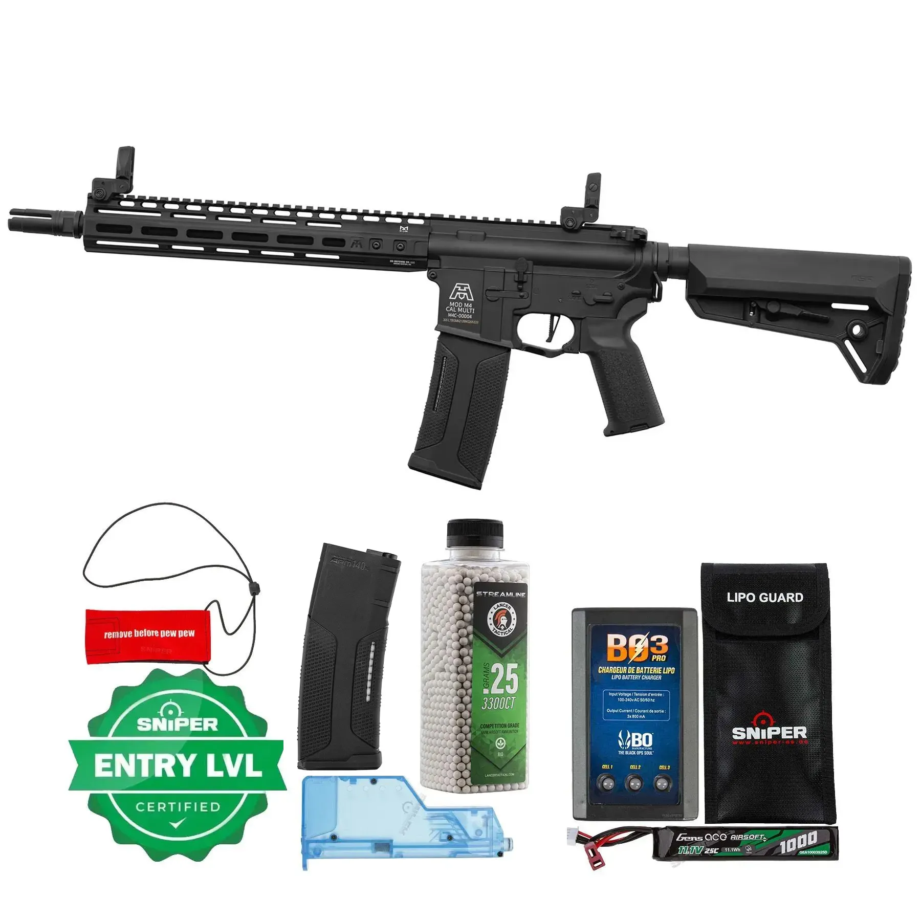 Einsteiger Set #1 - Lancer x BG MK2 12" Gen3 Nebula ETU (S)AEG, Black