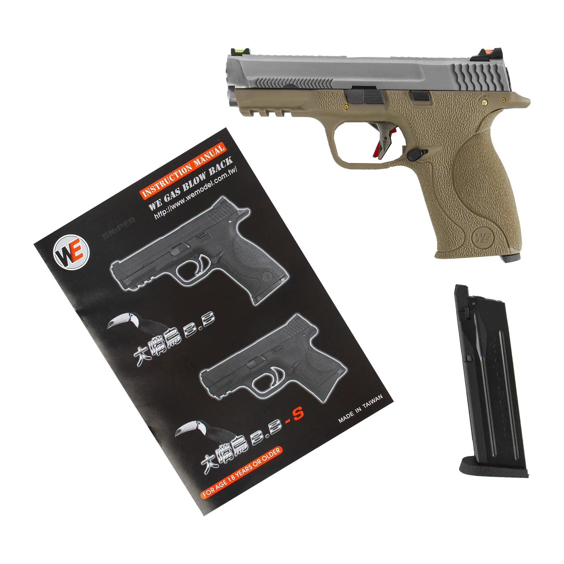 WE WET 05 SV Silver Barrel Full Metal FDE GBB Softair