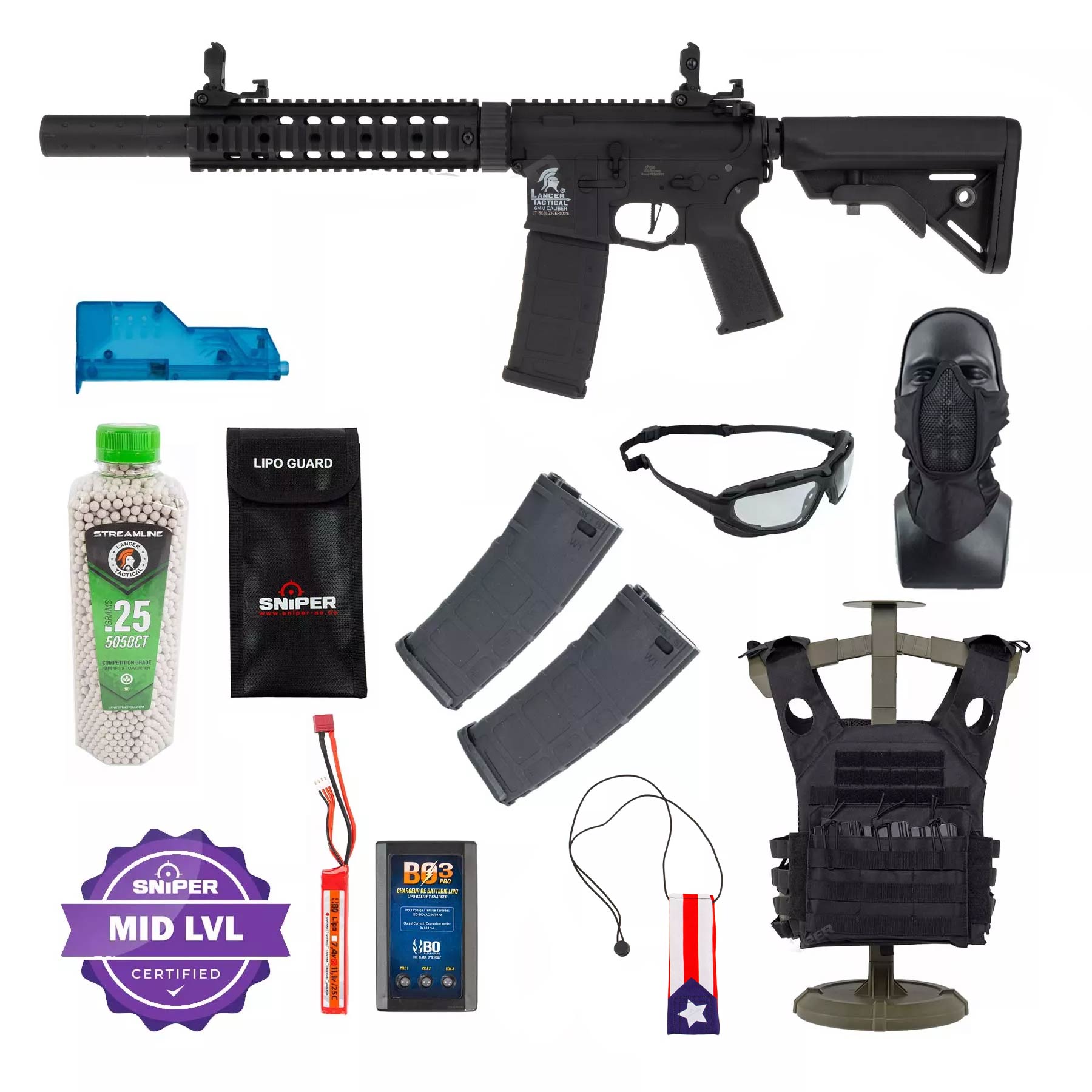 Einsteiger Set #2 - Lancer M4 SD Combo 14,5" w/ Nebula ETU (S)AEG, Black