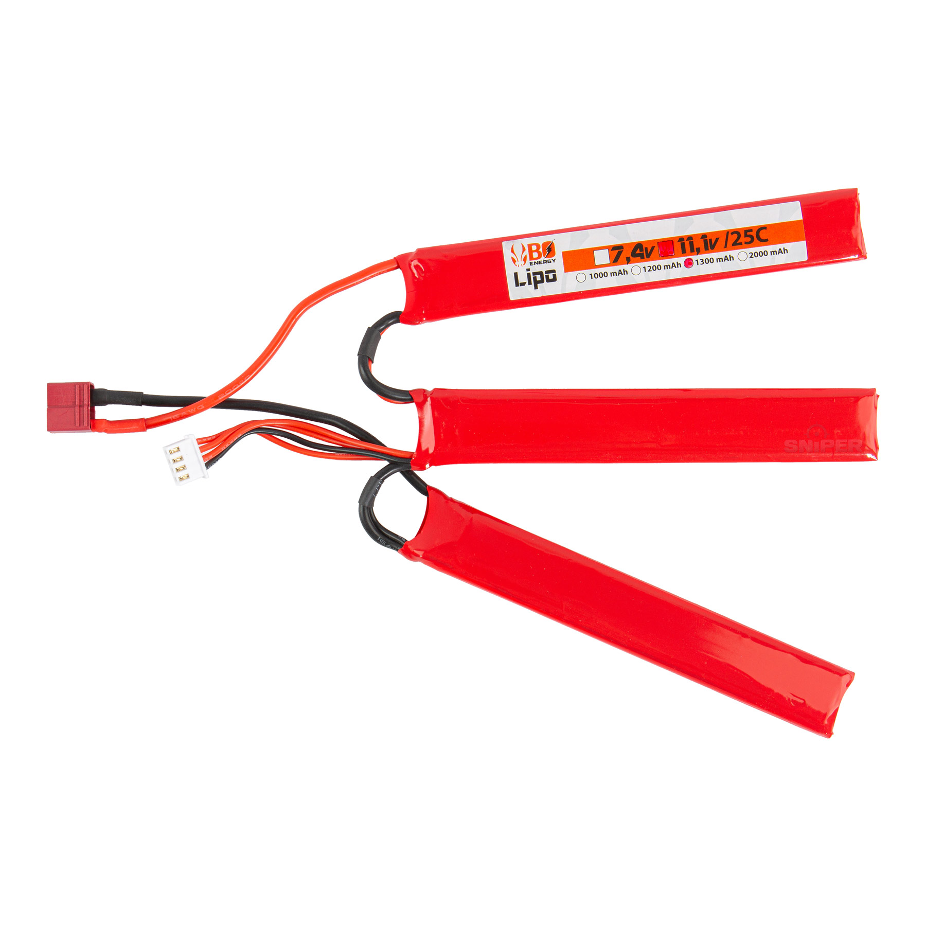 DEANS 11,1V 1300 mAh 25C LiPo Akku, 3 Sticks