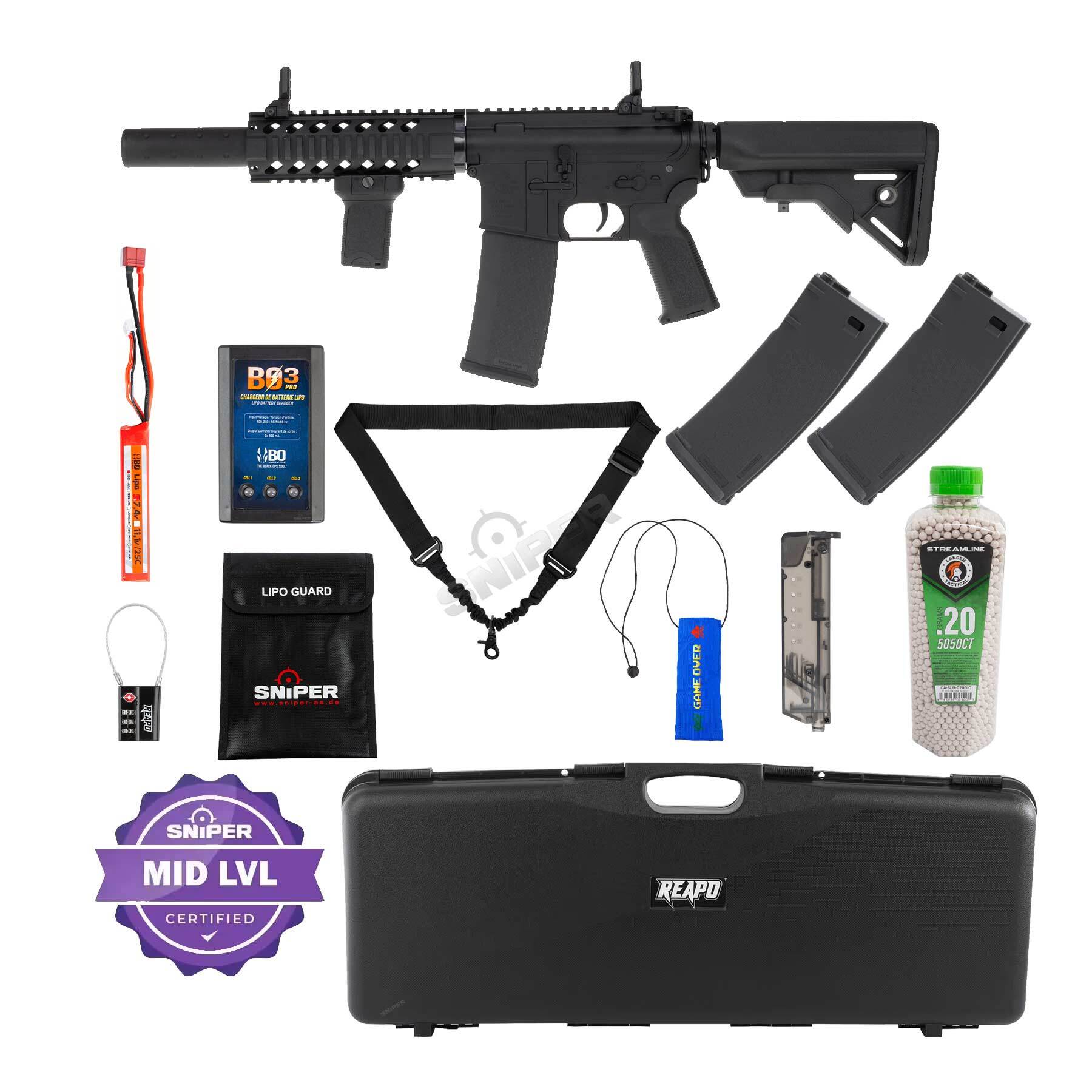 Einsteiger Set #2 - Specna Arms SA-E11 Edge w/ Kestrel ETU < 0,5 Joule Softair Gewehr, Black