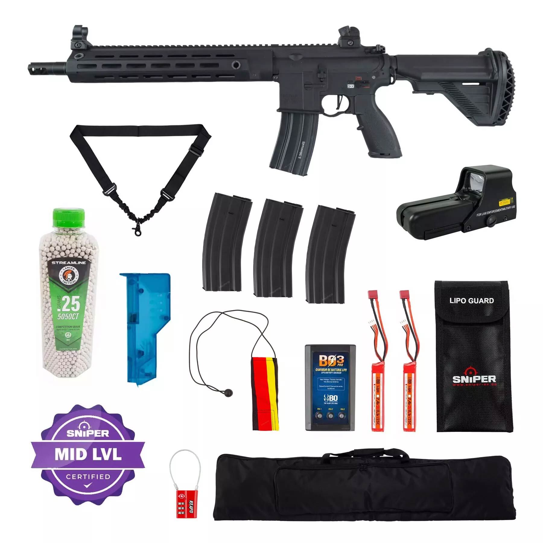 Einsteiger Set #3 - BO Delta 595 Elite Pro Full Metal M4 ETU 14.5" (S)AEG, Black