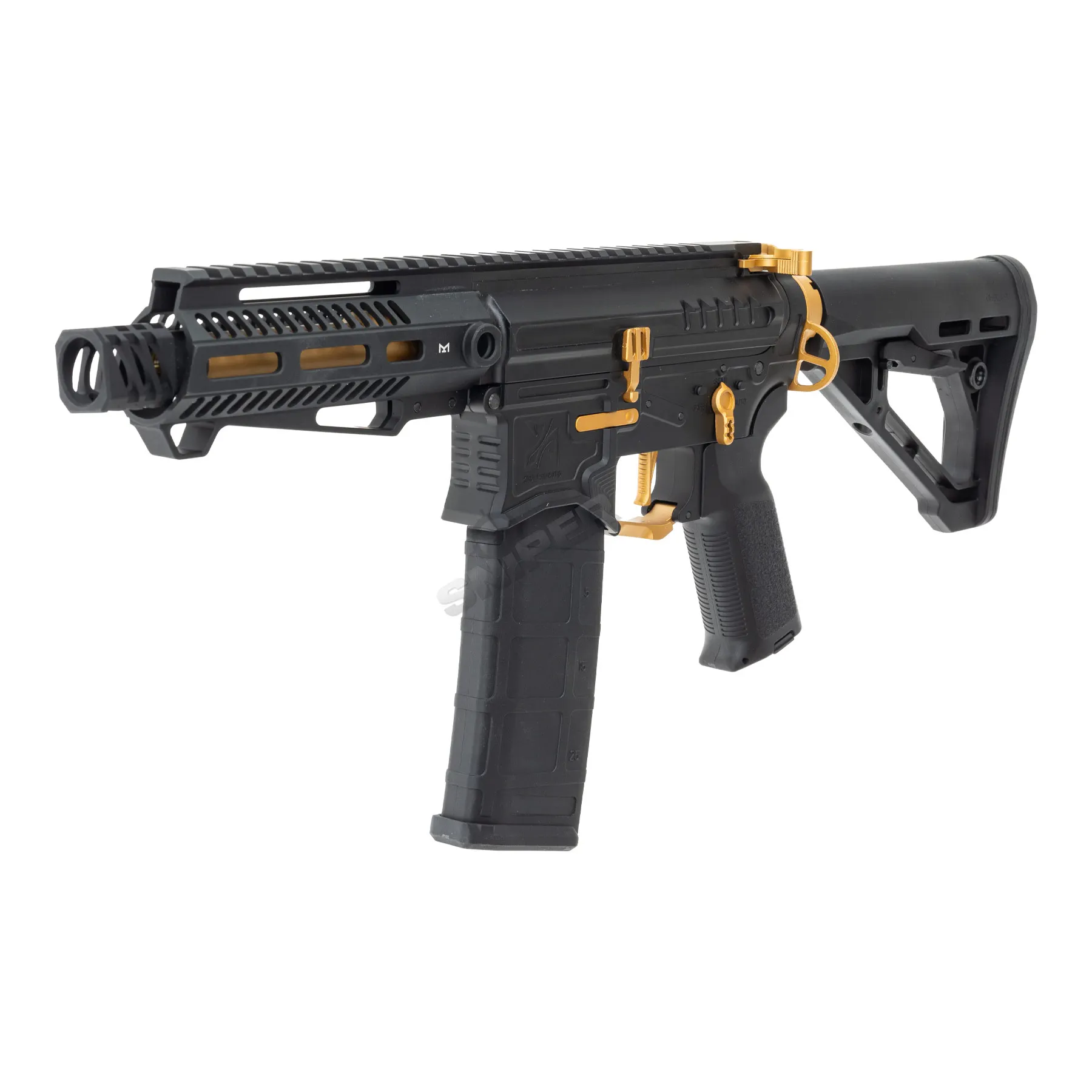Zion Arms PW9 M4 M-Lok 6" (S)AEG, Black/Gold Zion Arms PW9 M4 M-Lok 6" (S)AEG, Black/Gold