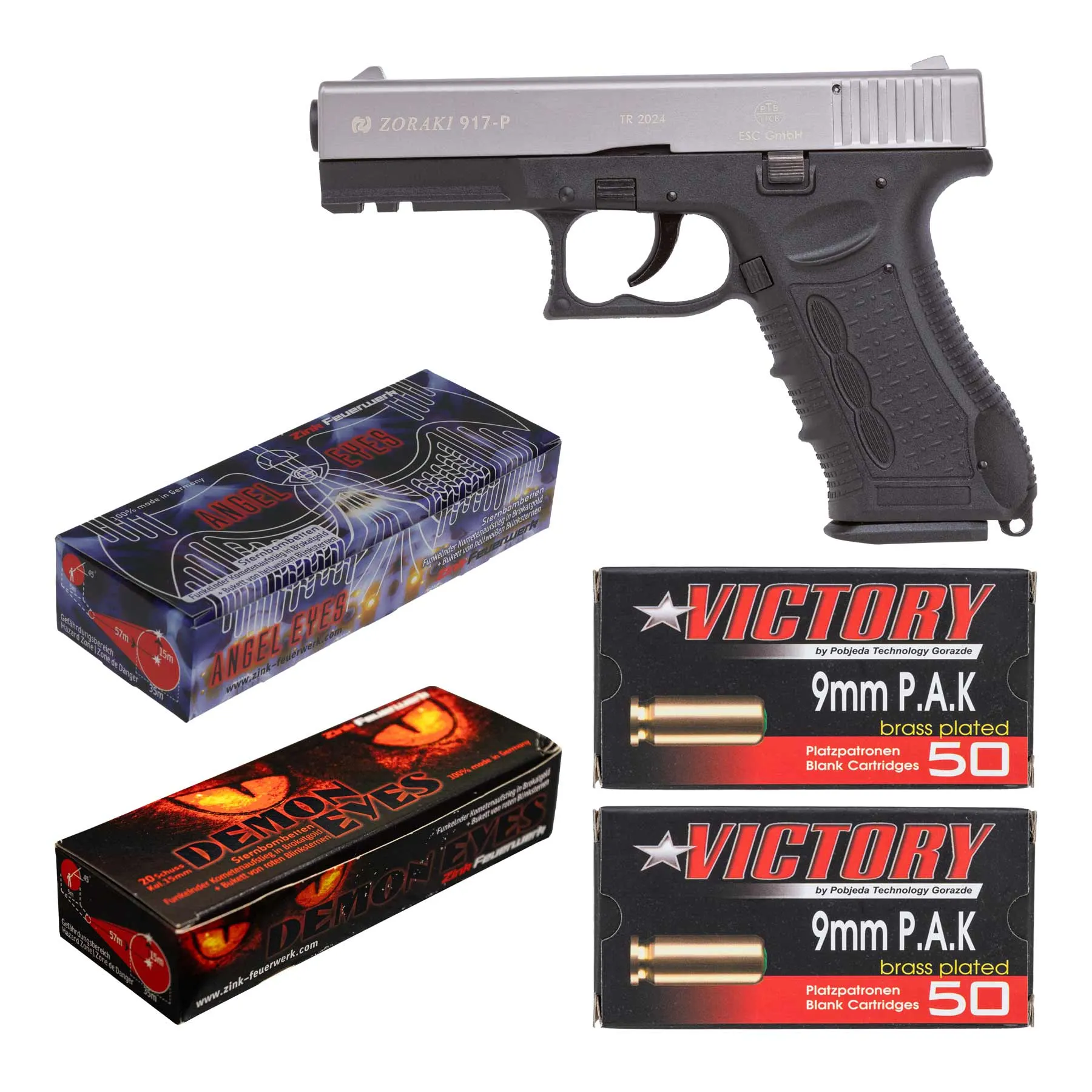 Silvester Bundle #1 Zoraki 917 9mm P.A.K. Schreckschusspistole, Titan