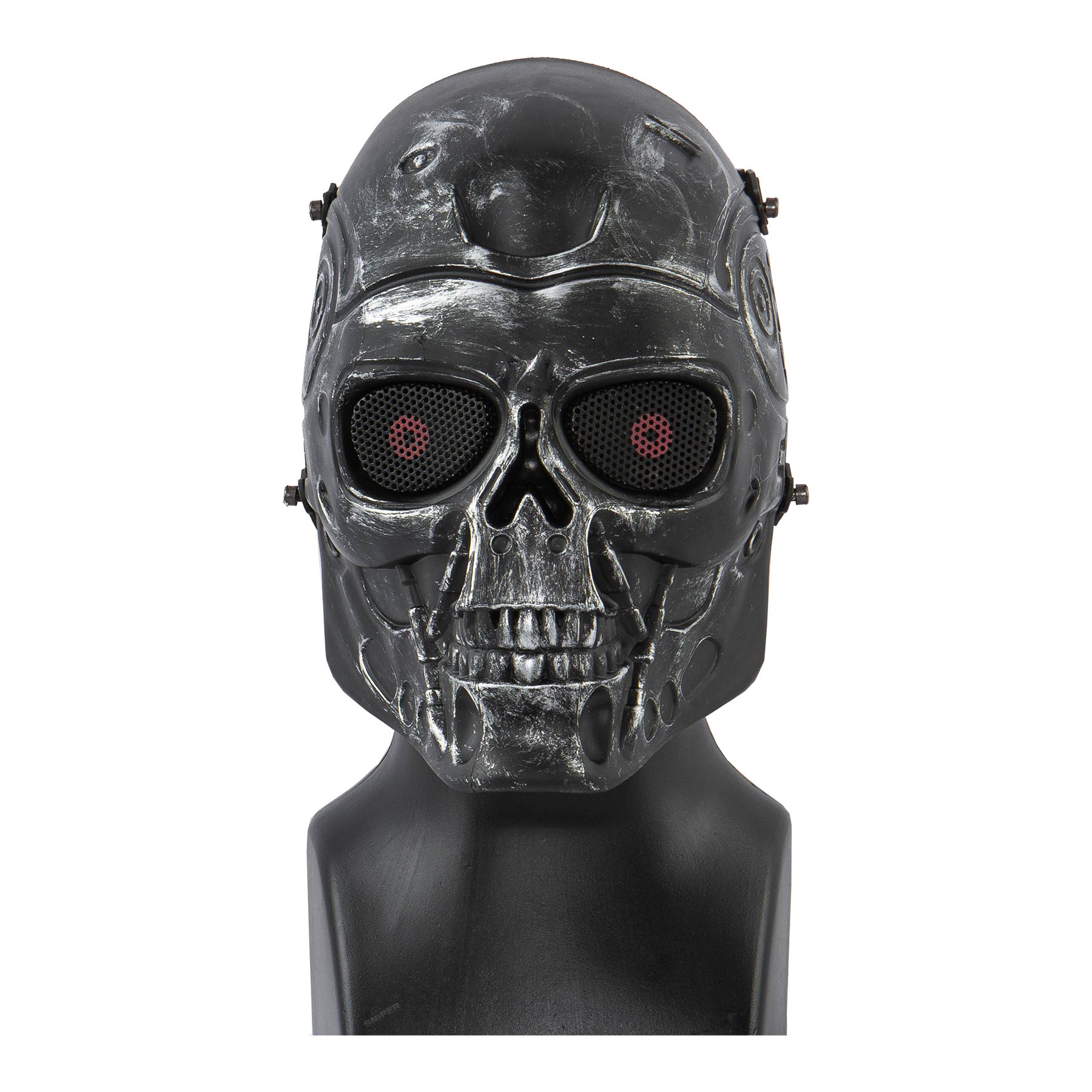 Full Face Mechanical Skull Mask, Silver & Black