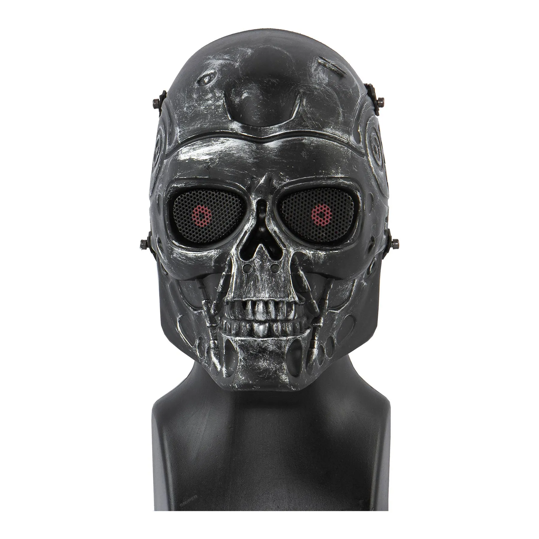 Full Face Mechanical Skull Mask, Silver & Black Full Face Mechanical Skull Mask, Silver & Black