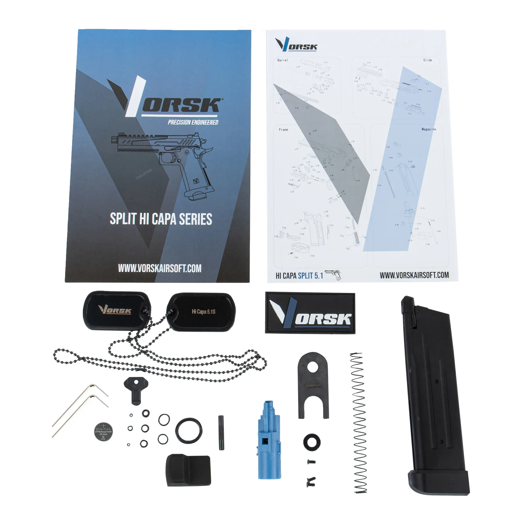 Vorsk Hi-Capa 5.1 Split Slide BDS GBB Softair Vorsk Hi-Capa Titan 7 BDS, Black