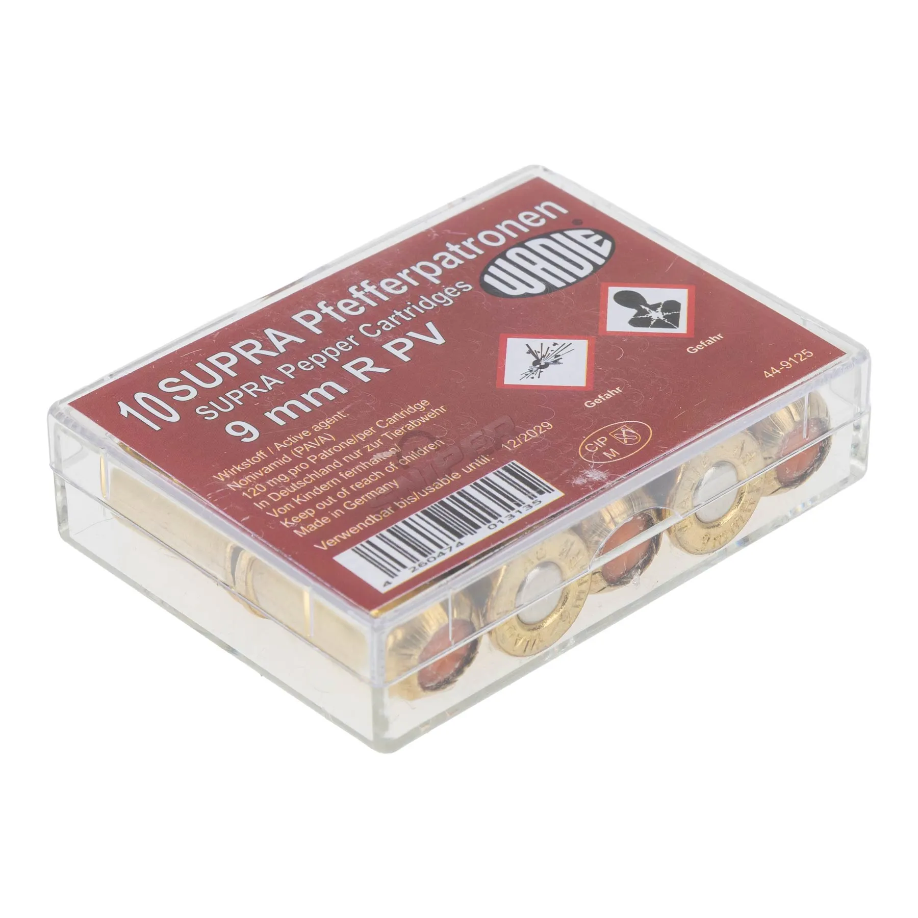Wadie Supra 9mm Pfeffepatronen für Revolver, 10 Stück Wadie Supra 9mm Pfeffepatronen für Revolver, 10 Stück