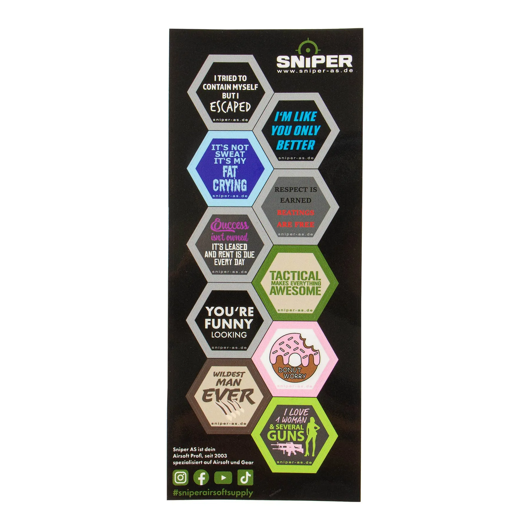 Aufkleber Set, Vinyl Hex Decals, catchphrases #6